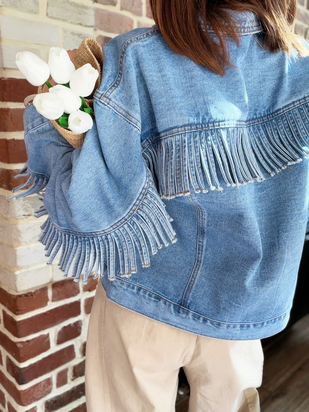Veste en jean à franges