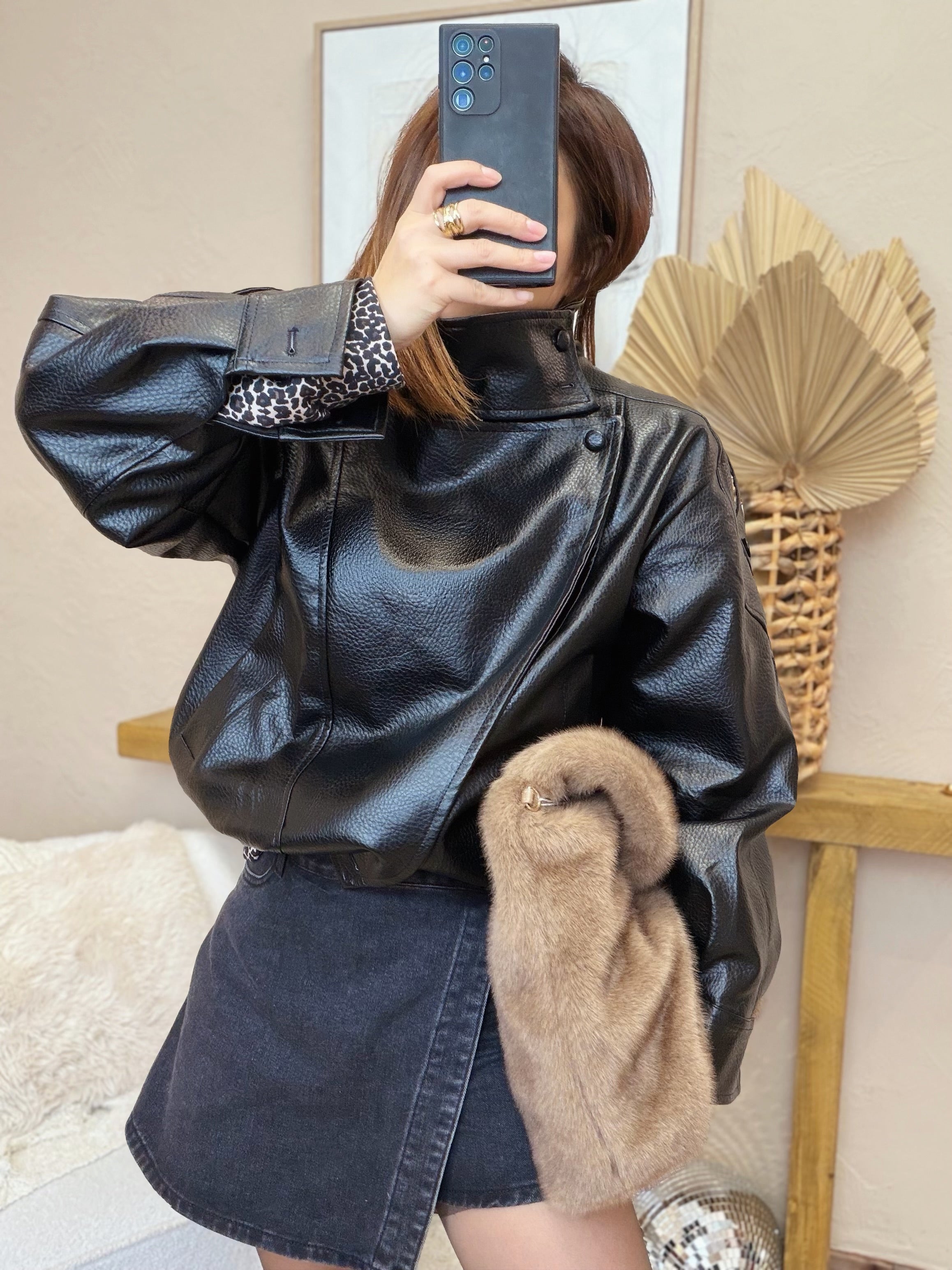 Veste similicuir noire