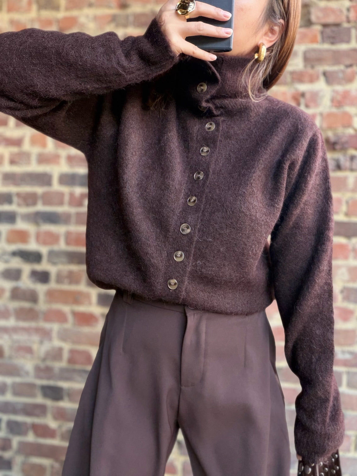 Gilet col haut choco