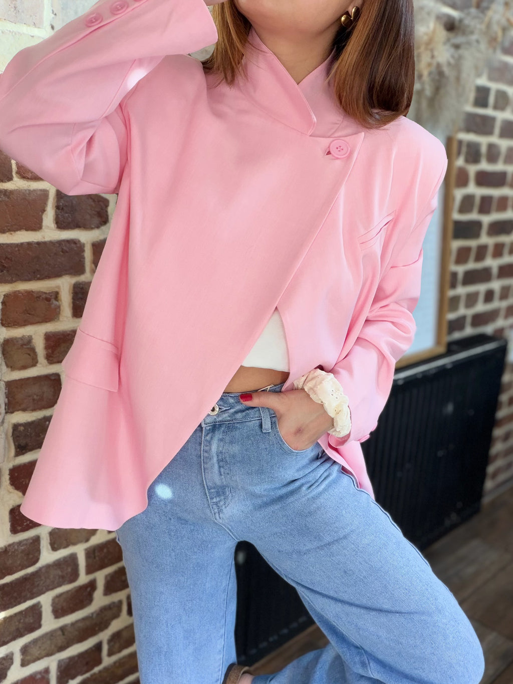 Blazer croisé rose
