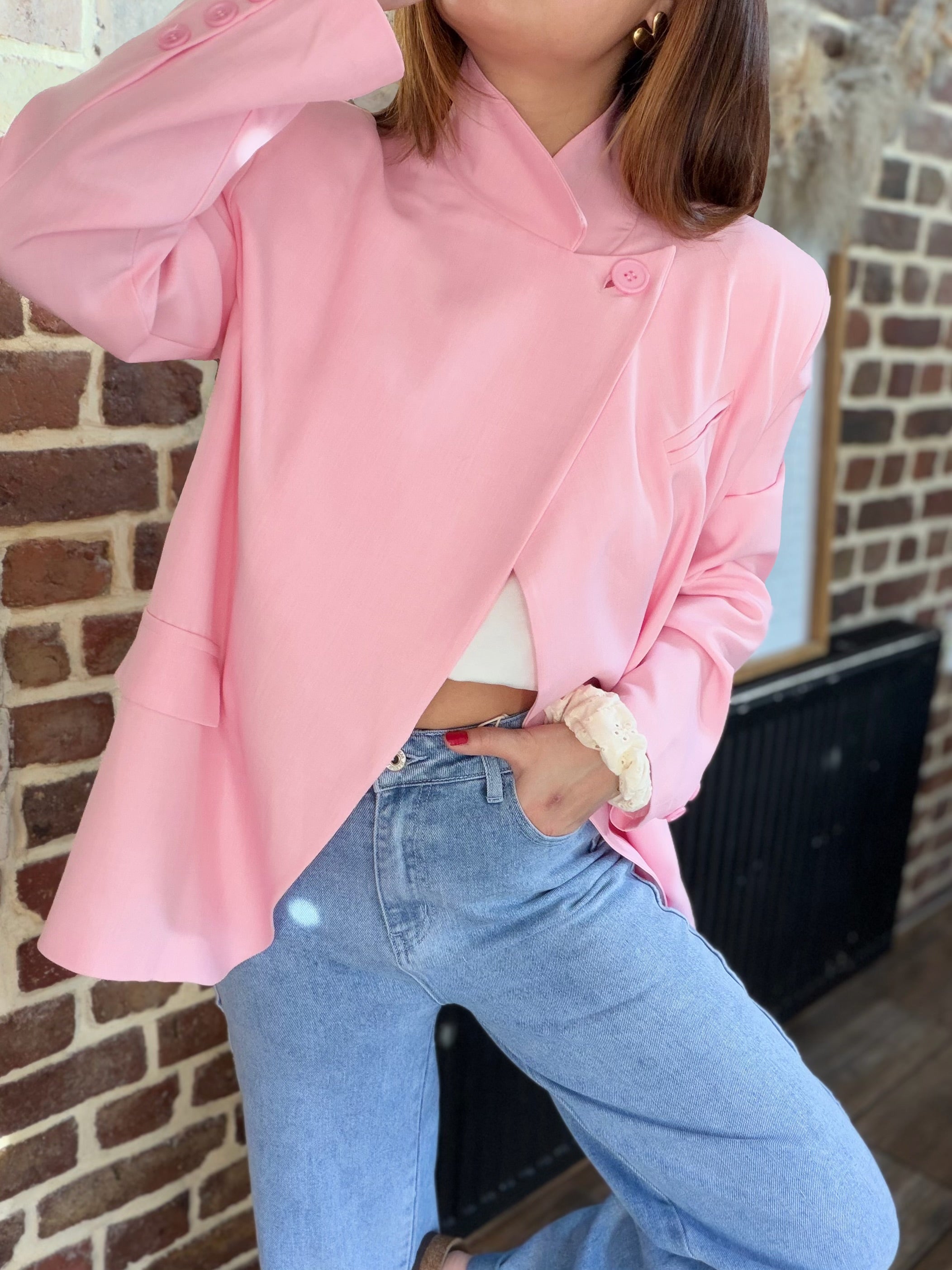 Blazer croisé rose