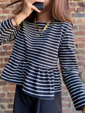 Blouse noire  rayé péplum