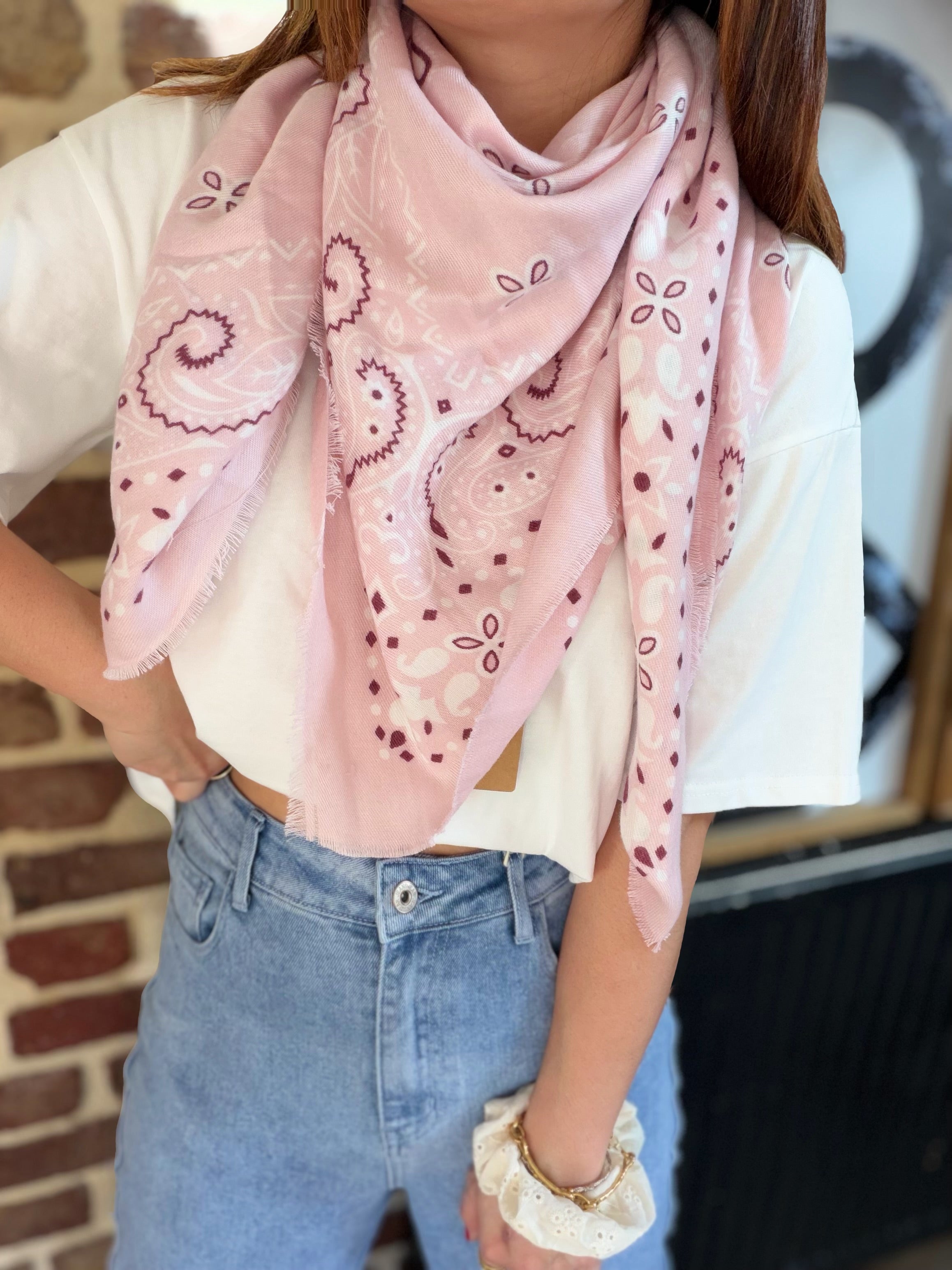 Foulard rose pastel