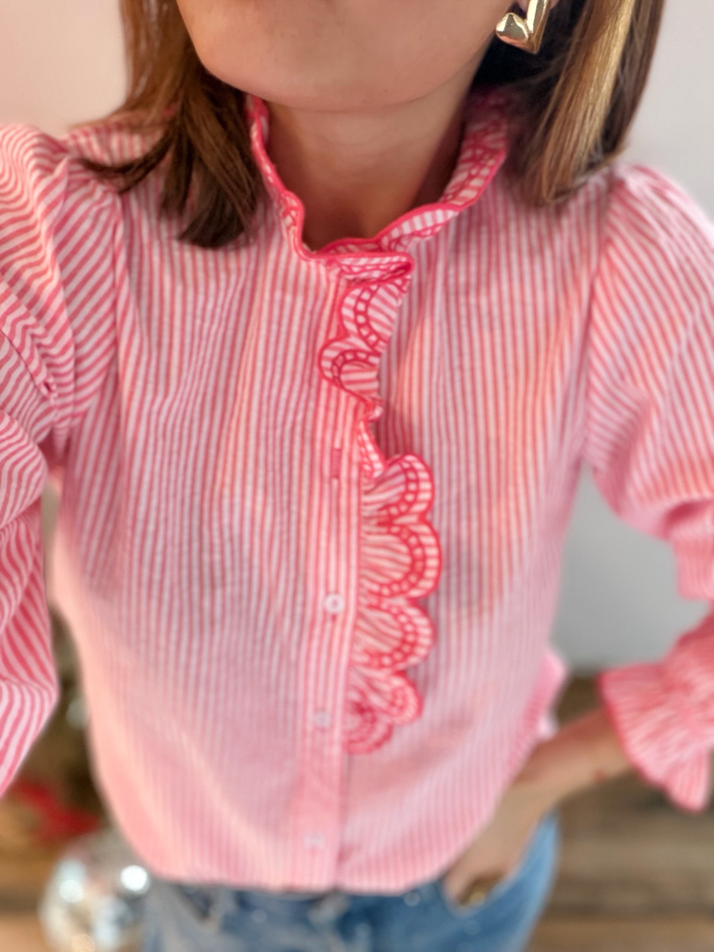 Chemise rouge  à rayures