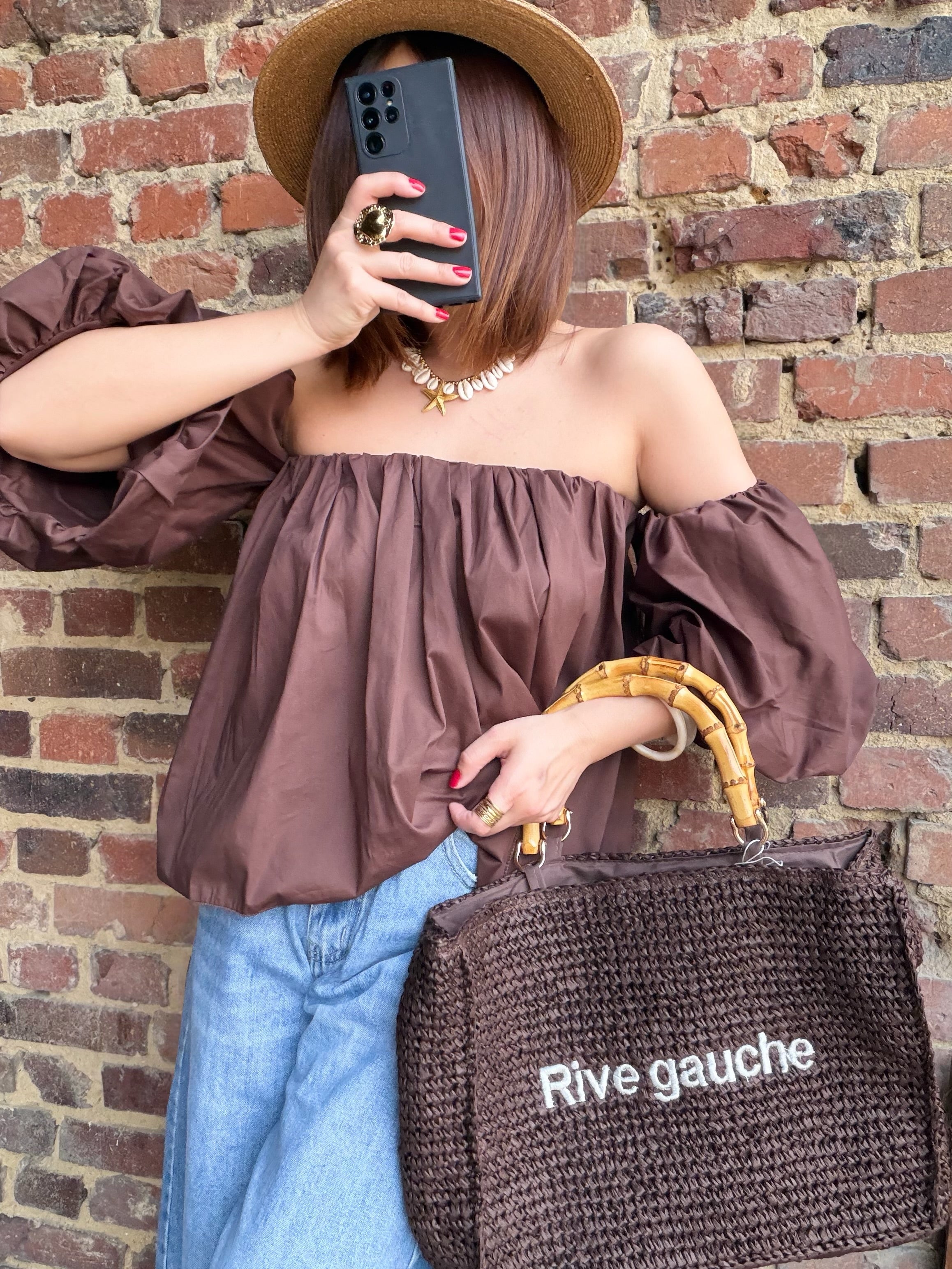 Top choco épaules nues