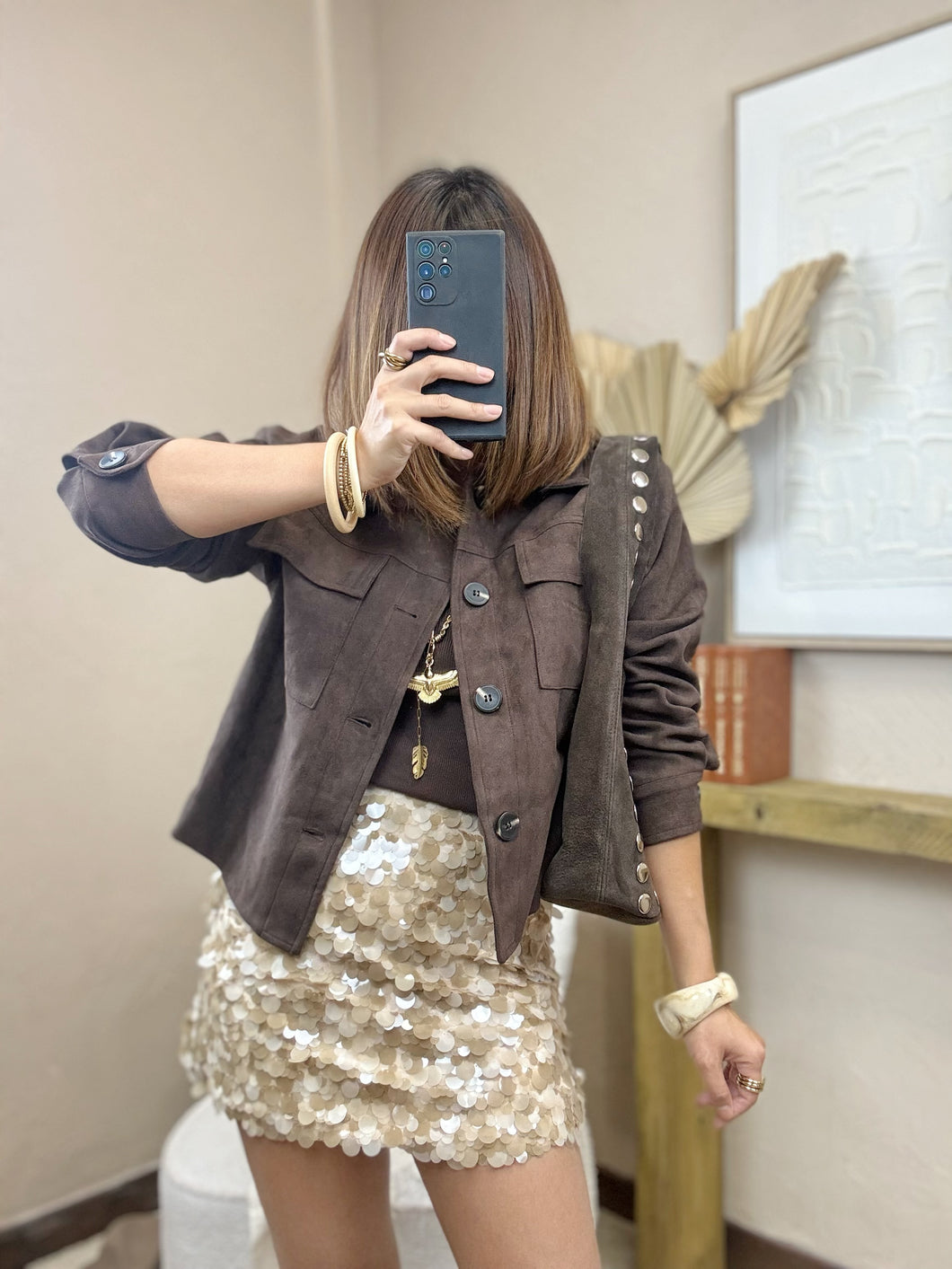 Veste choco imitation daim