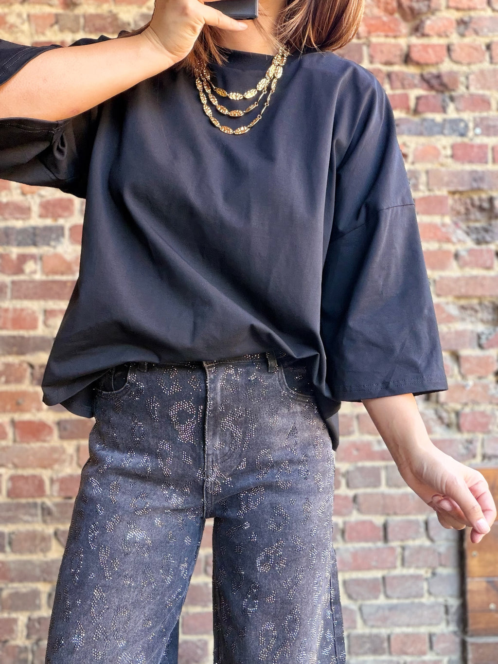 T-shirt noir dos ouvert
