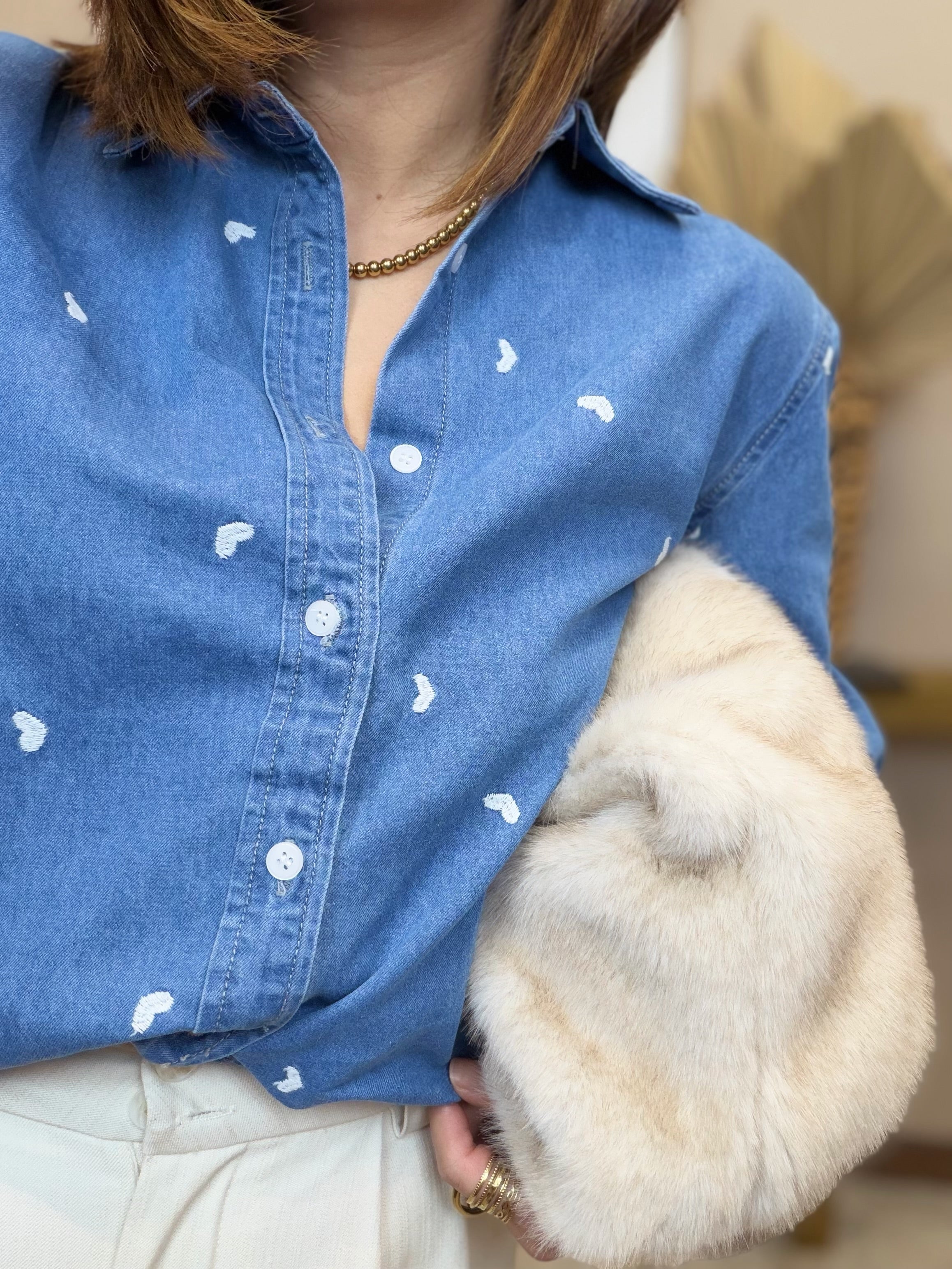 Chemise jean et coeurs