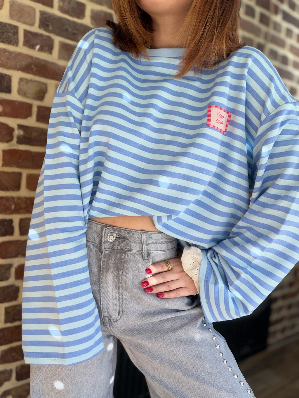 Top manches longues rayé bleu