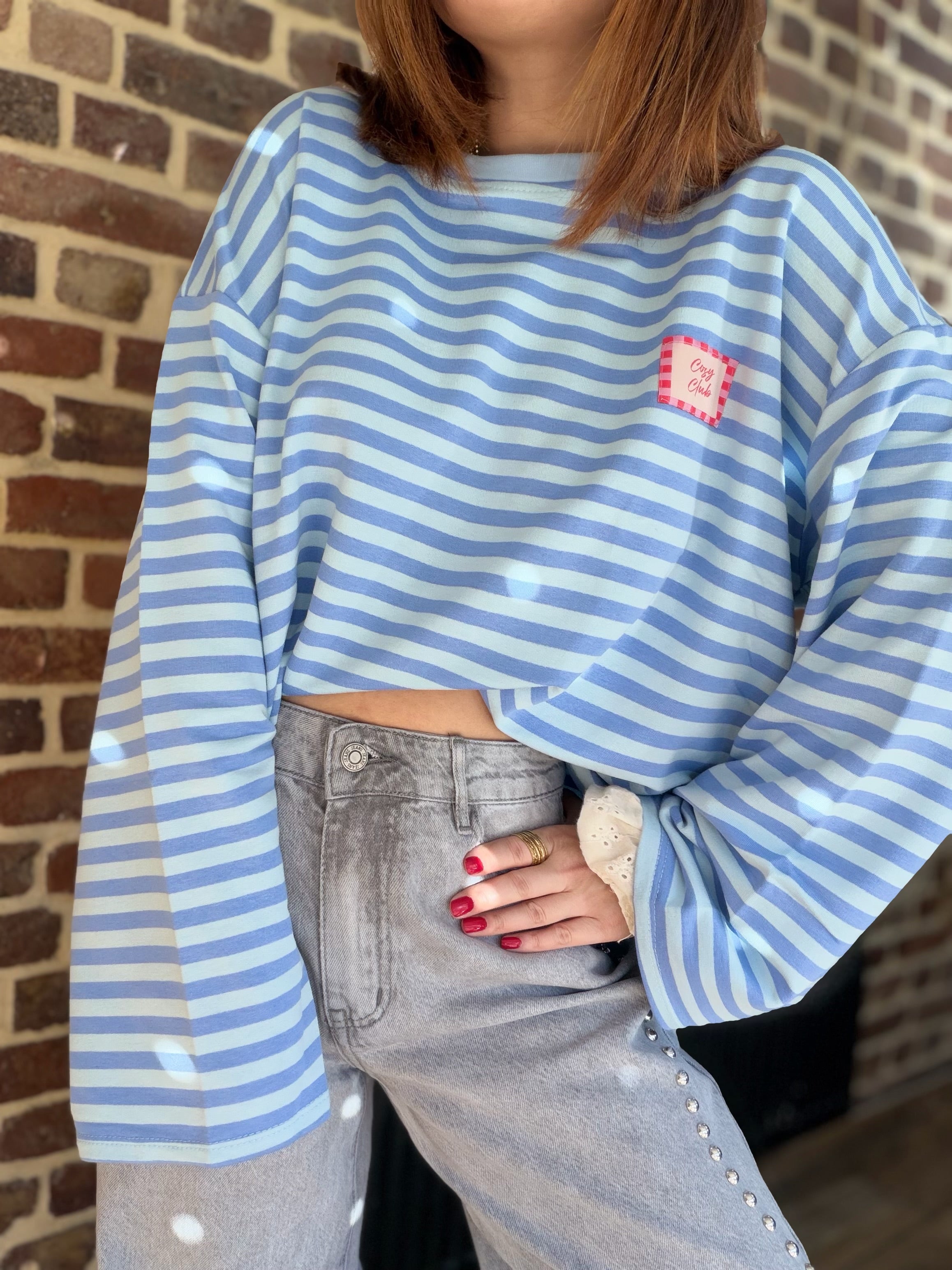 Top manches longues rayé bleu