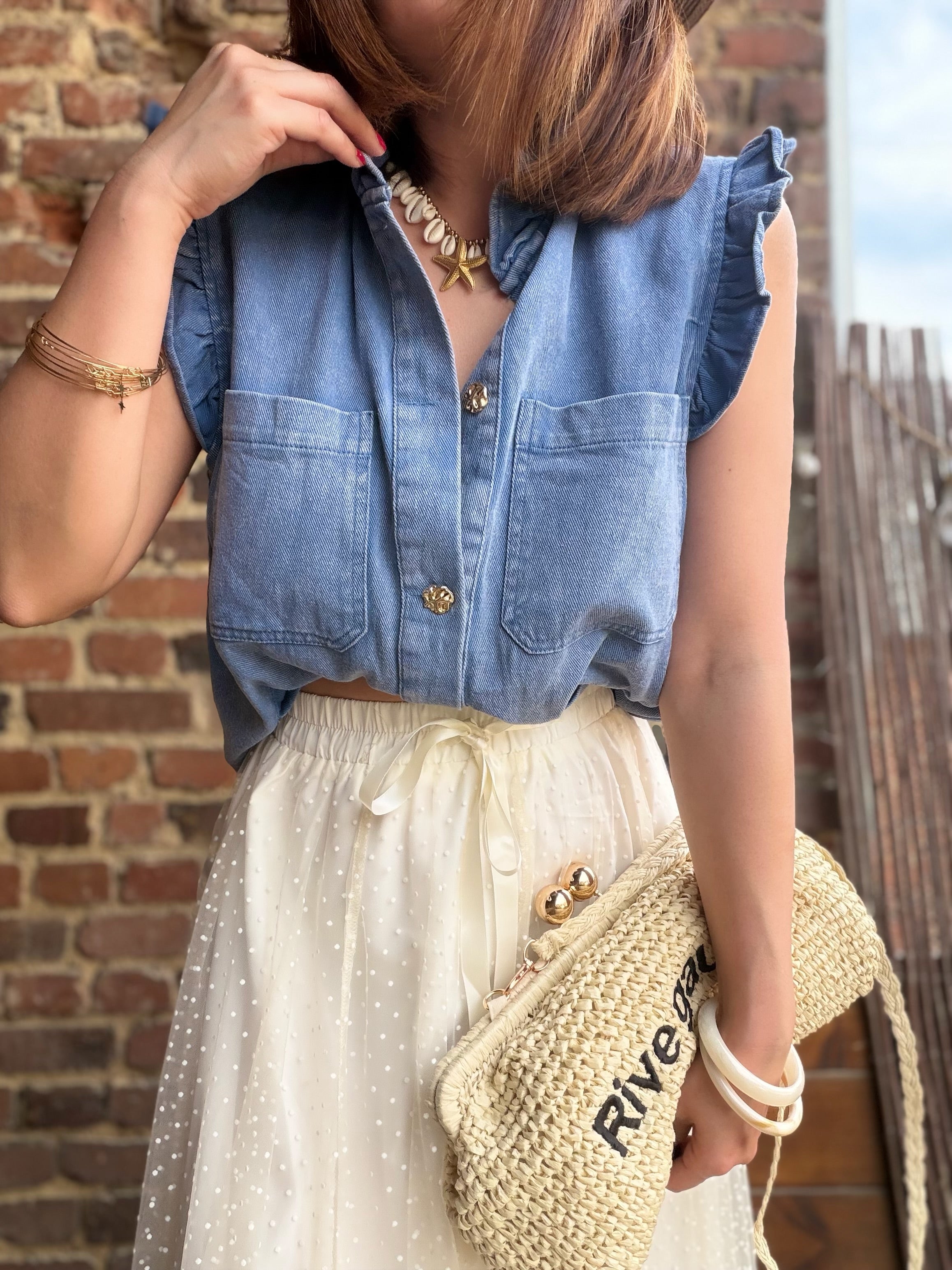 Gilet en jean bleu