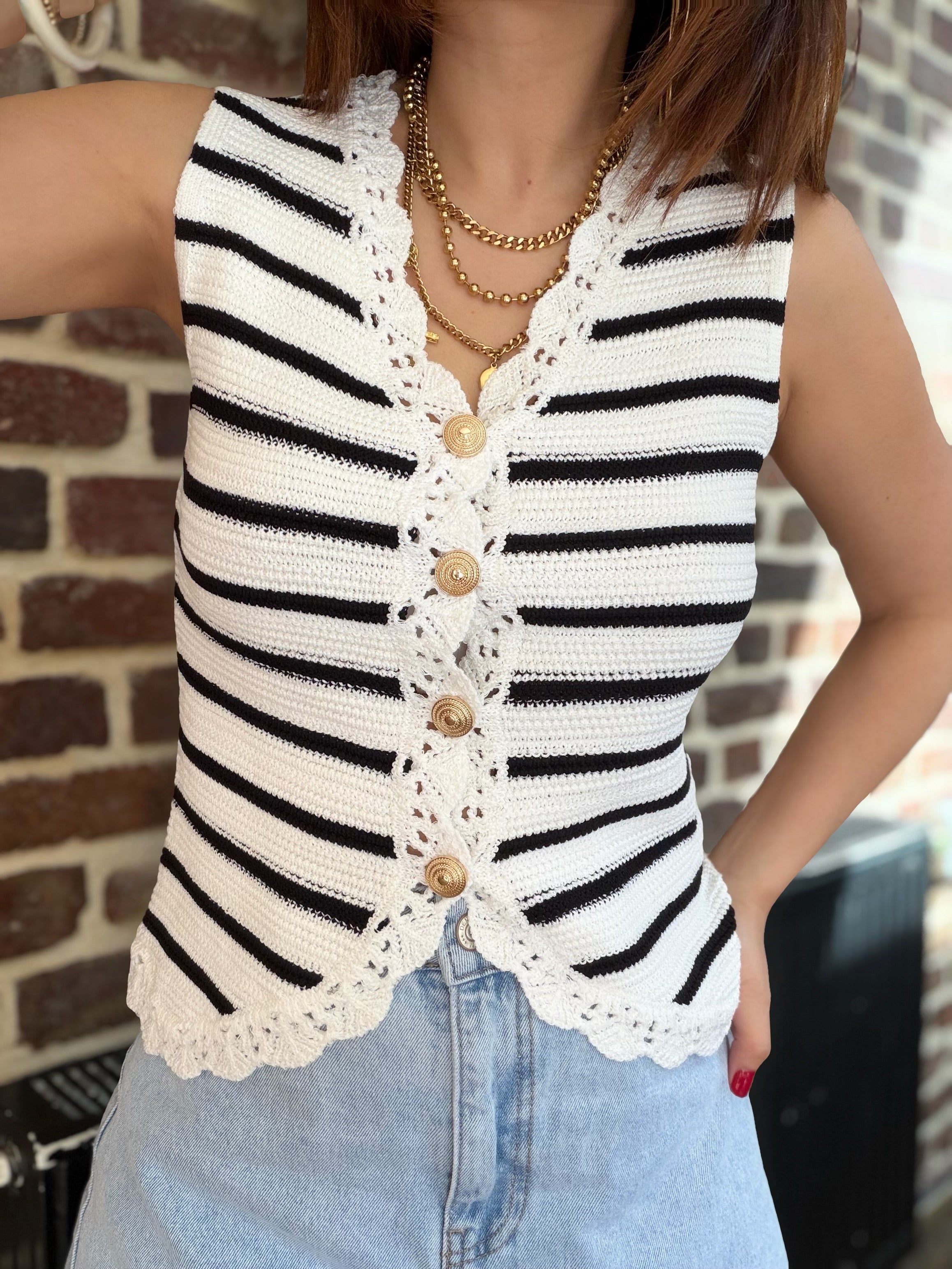 Gilet à rayures sans manches