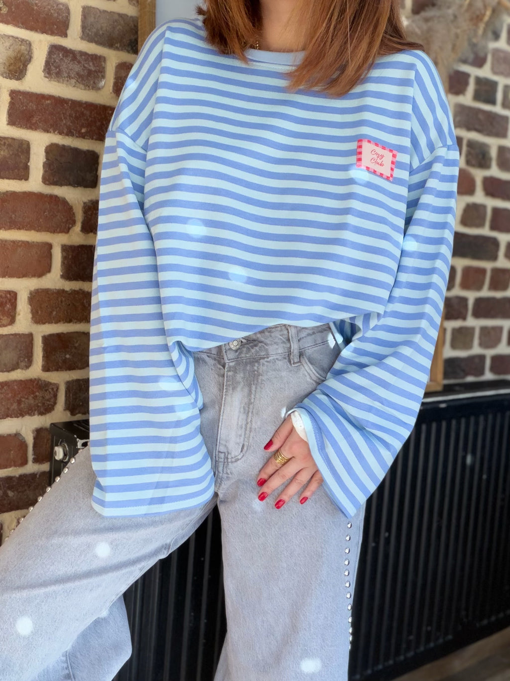 Top manches longues rayé bleu