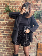 Charger l&#39;image dans la galerie, Blazer à strass noir oversize
