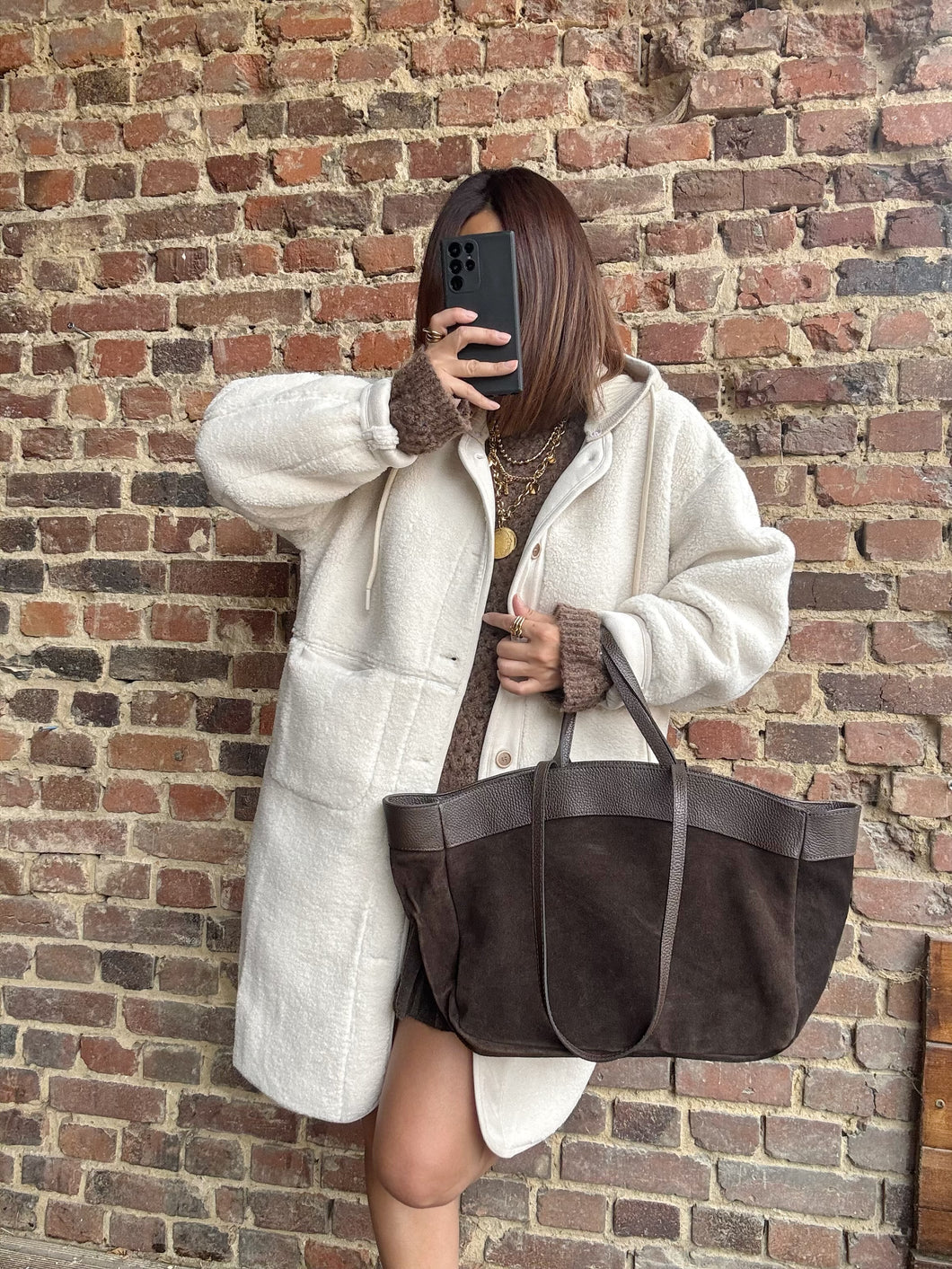 Manteau écru moumoute