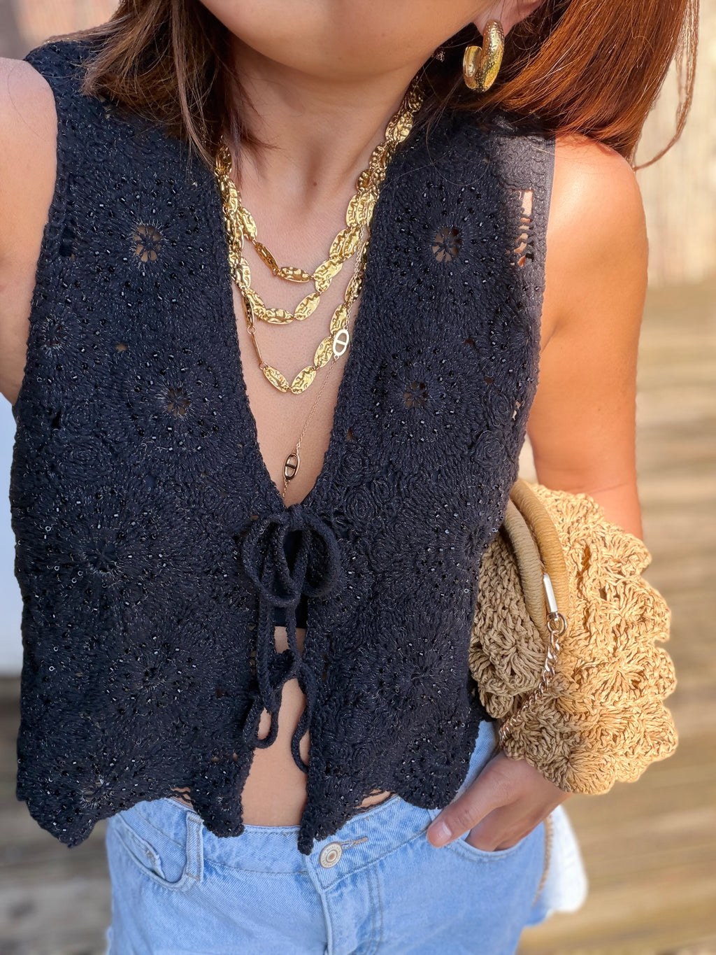 Gilet crochet noir