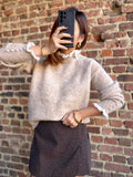 Pull  beige avec col en vague