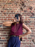 Pull sans manches bordeaux