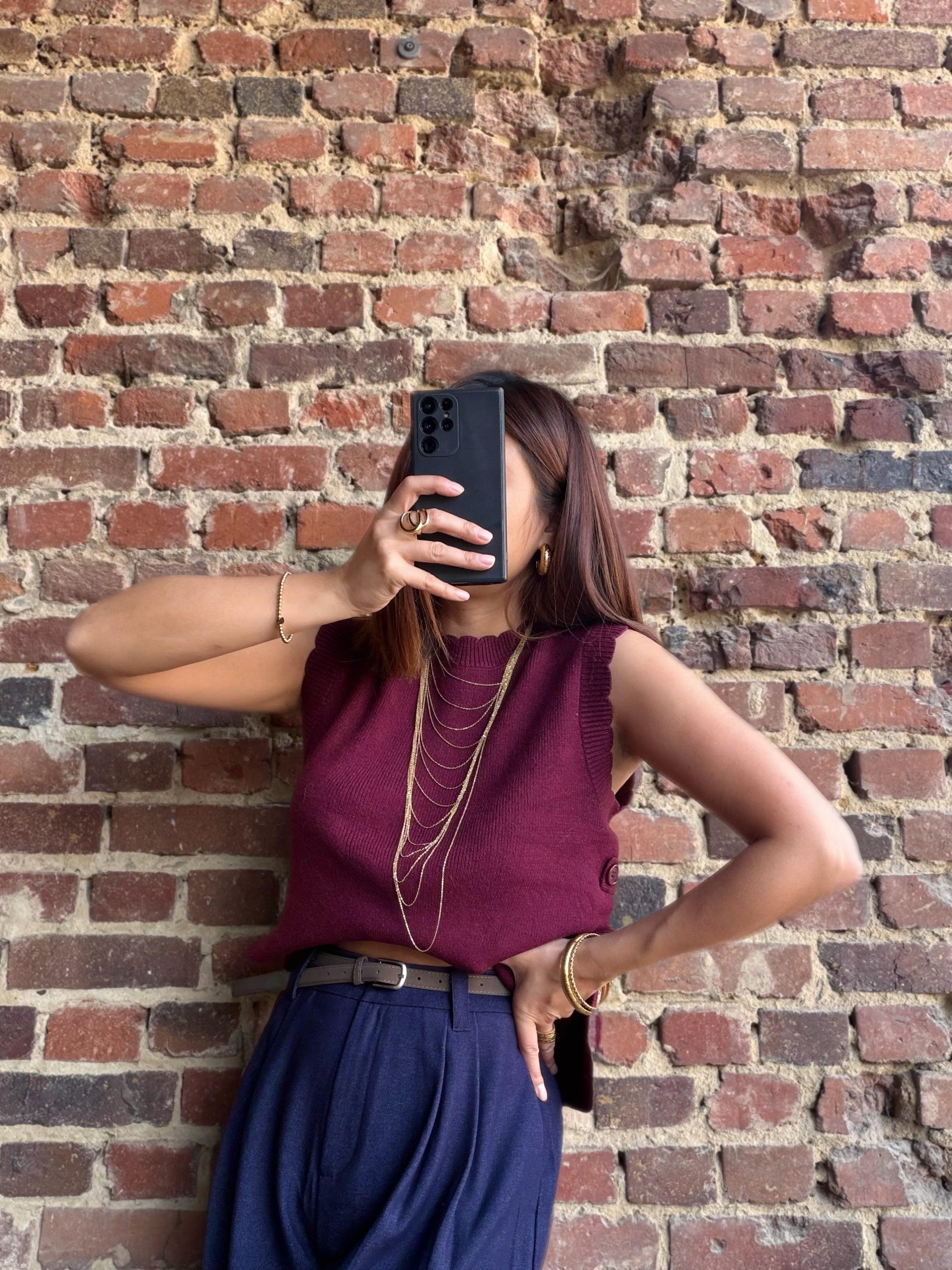Pull sans manches bordeaux