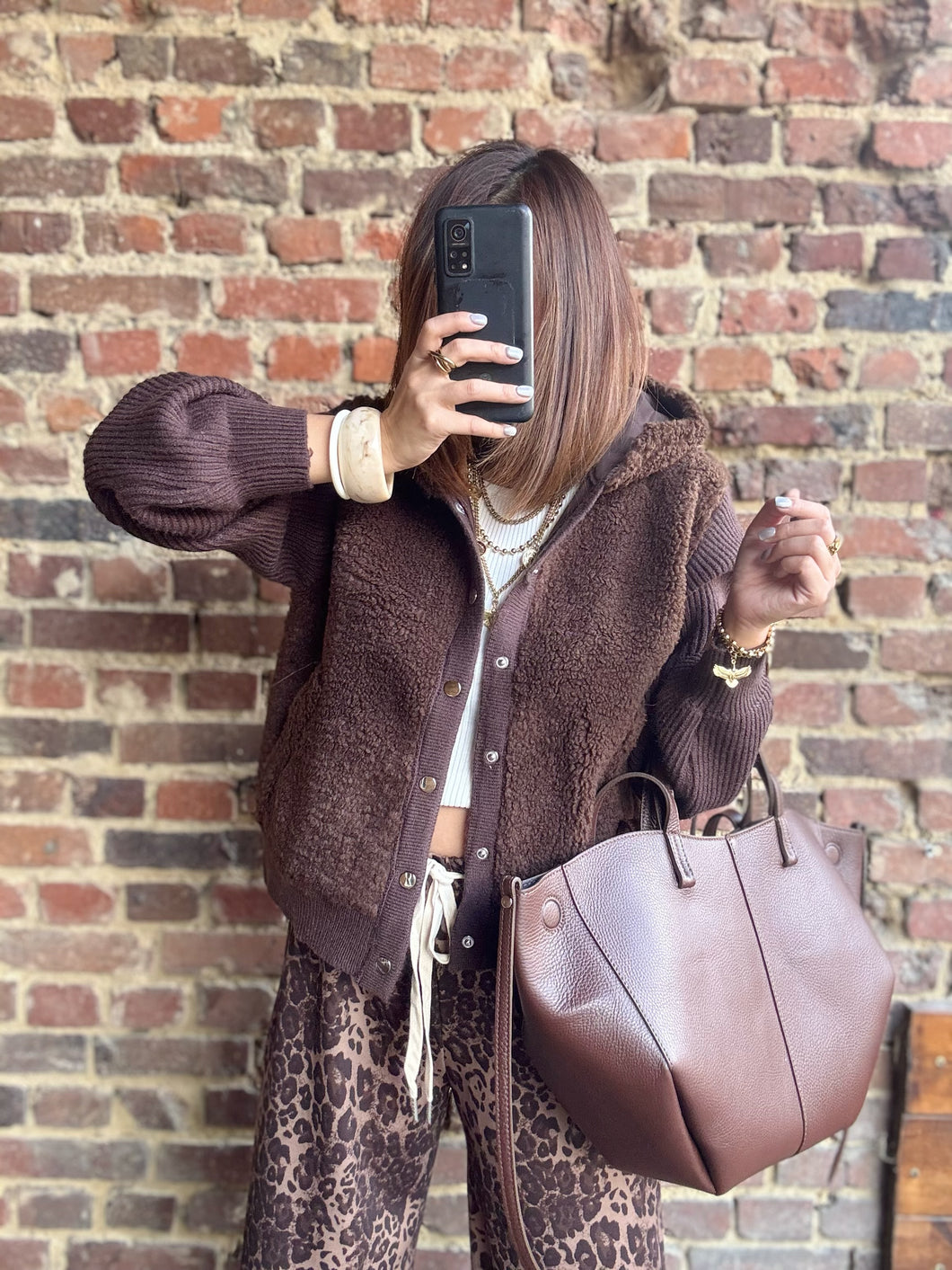 Gilet Veste moumoute choco