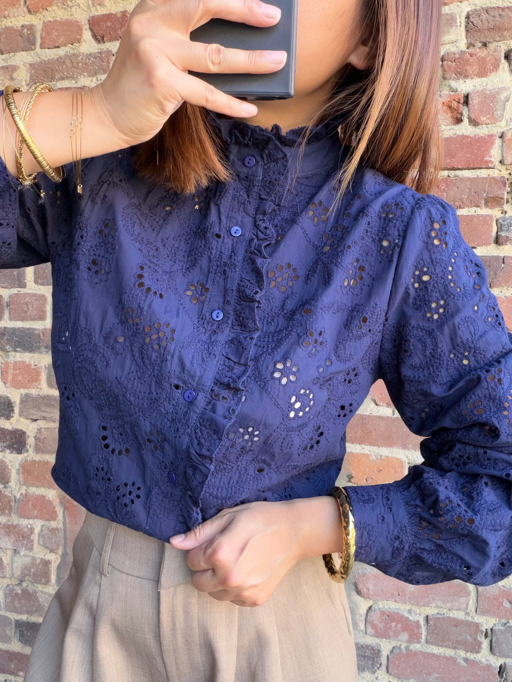 Chemise dentelle bleue