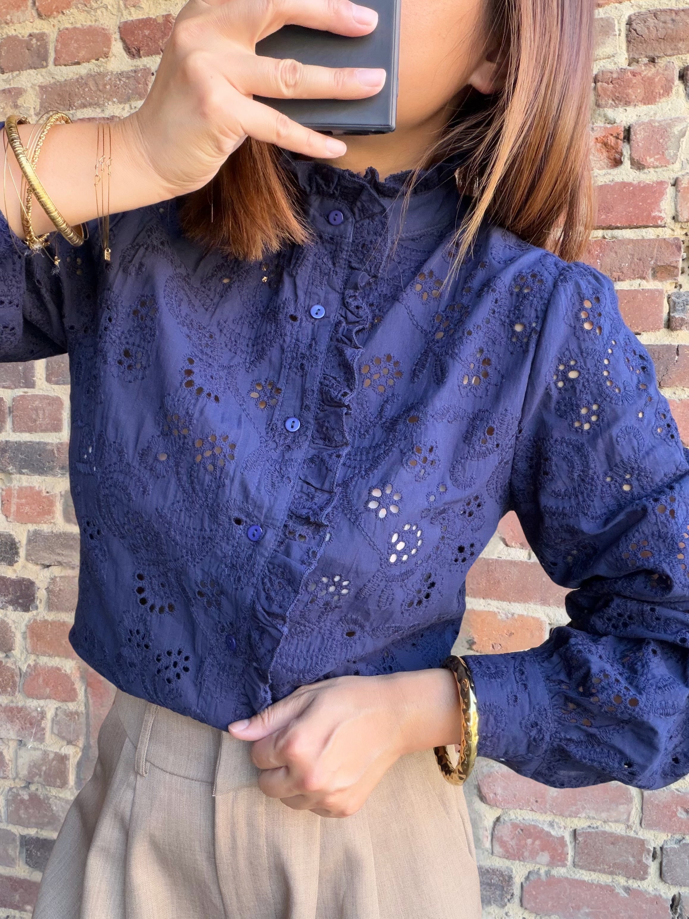 Chemise dentelle bleue