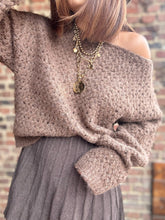 Charger l&#39;image dans la galerie, Pull chocolat ajouré
