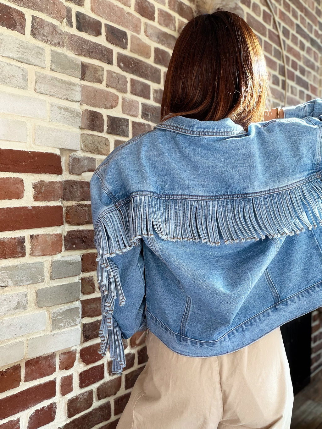 Veste en jean à franges