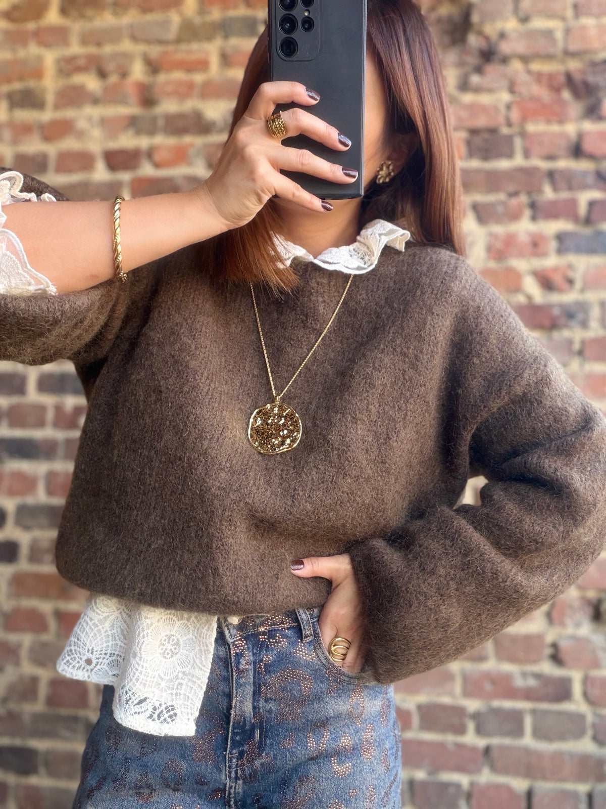 Pull mohair choco ( sans chemisier d’intérieur)