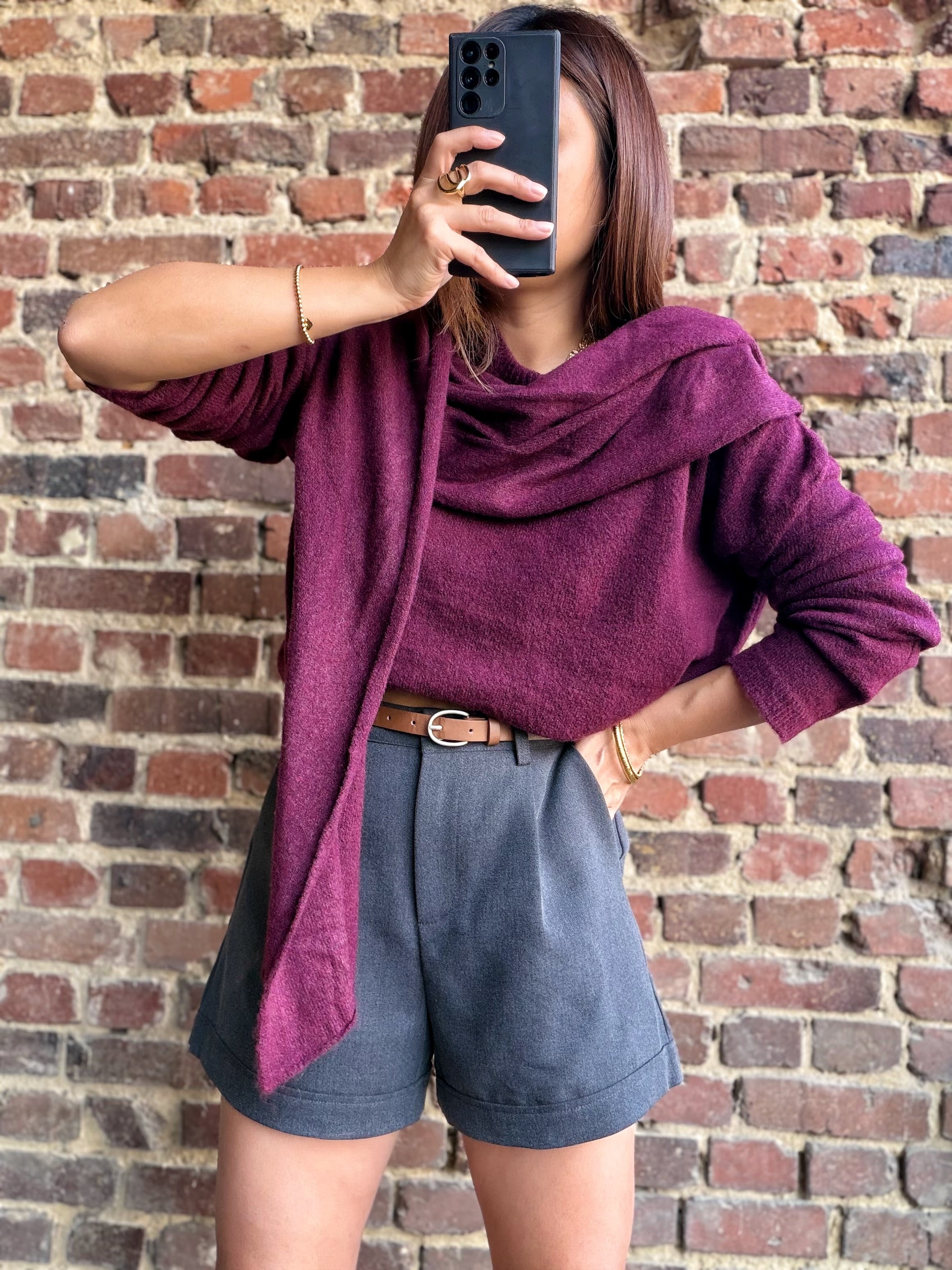 Pull écharpe bordeaux