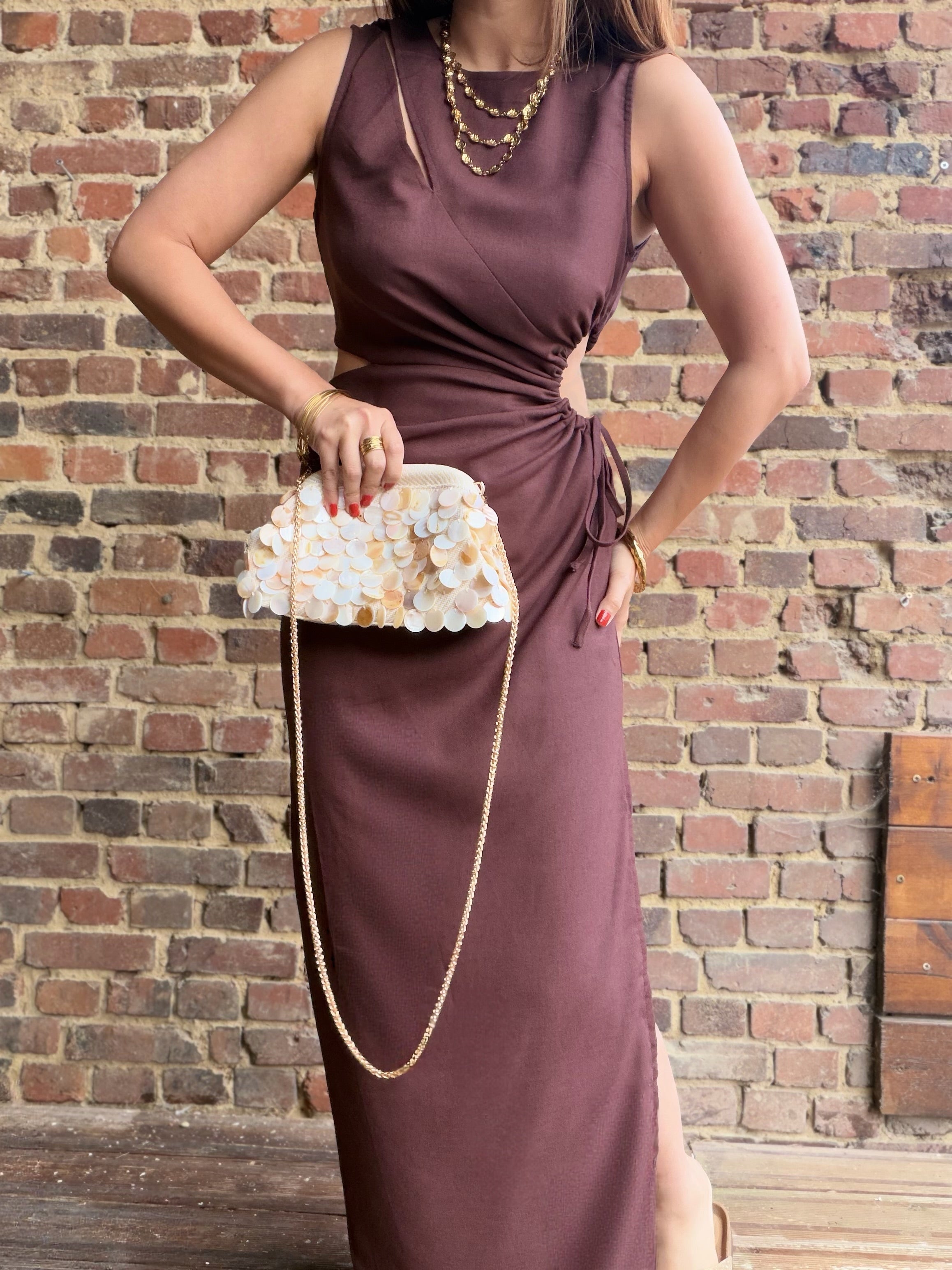 Robe ajourée chocolat