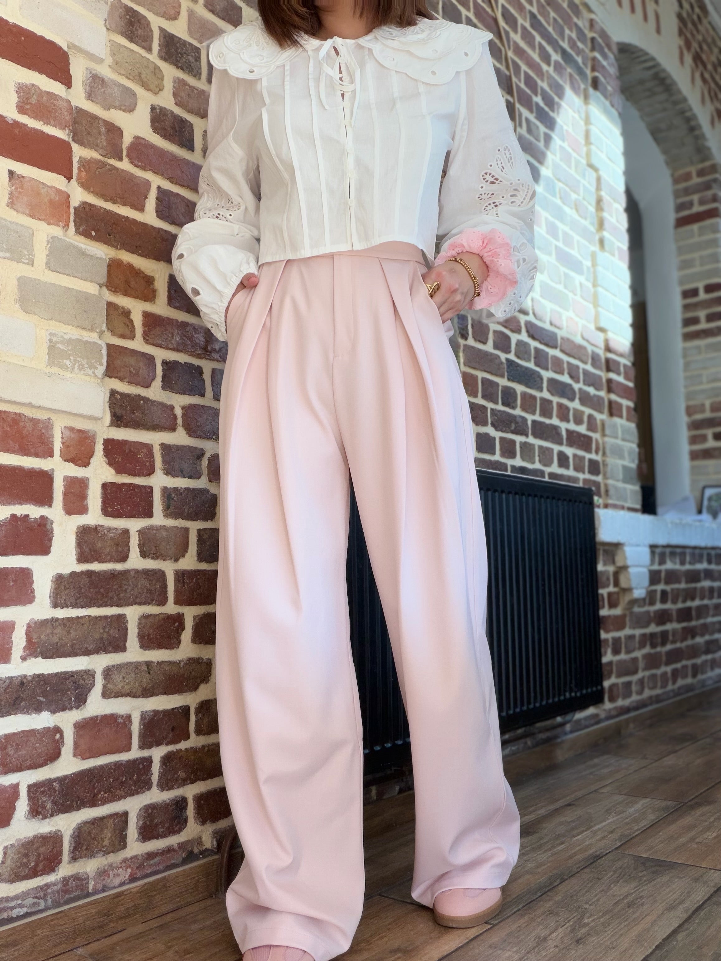 Pantalon rose à pince