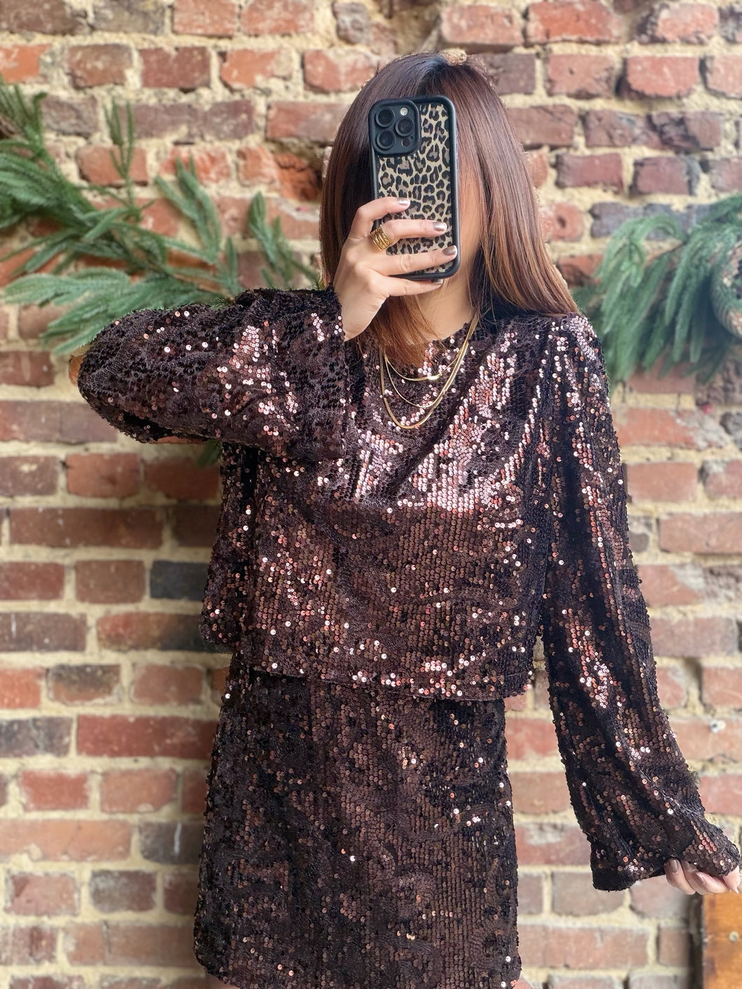 Blouse choco à strass