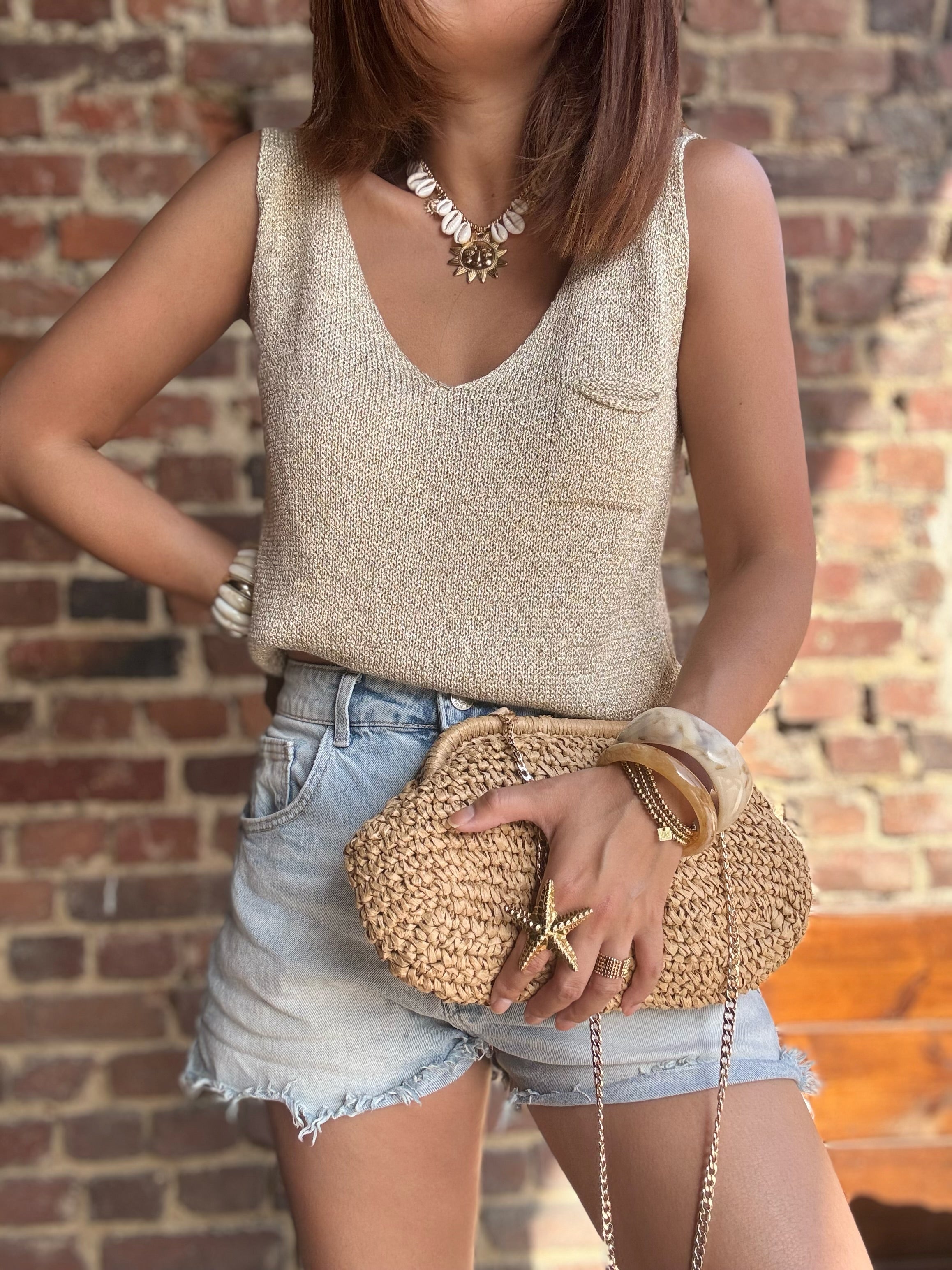 Top crochet doré