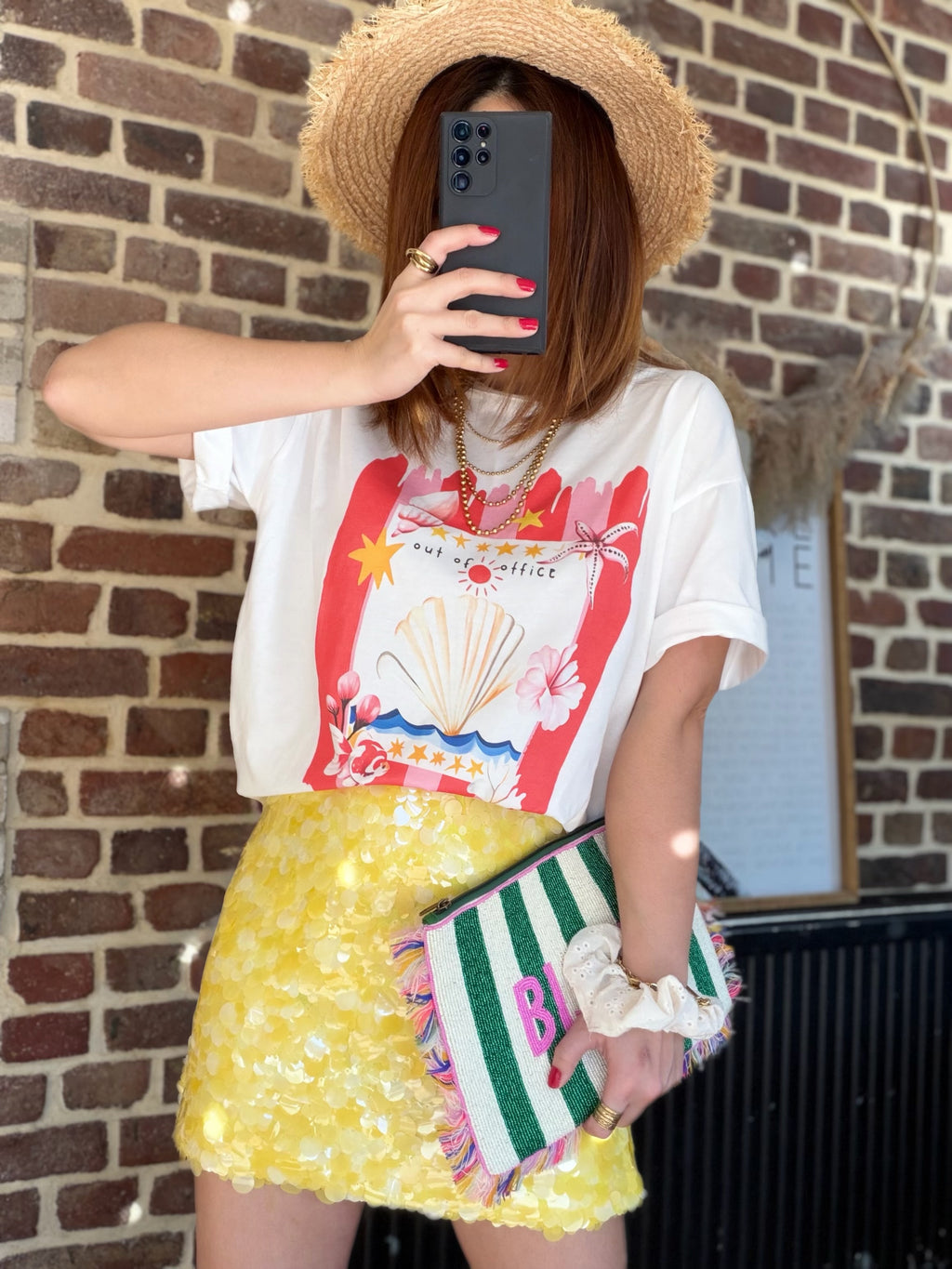 Jupe jaune à sequins