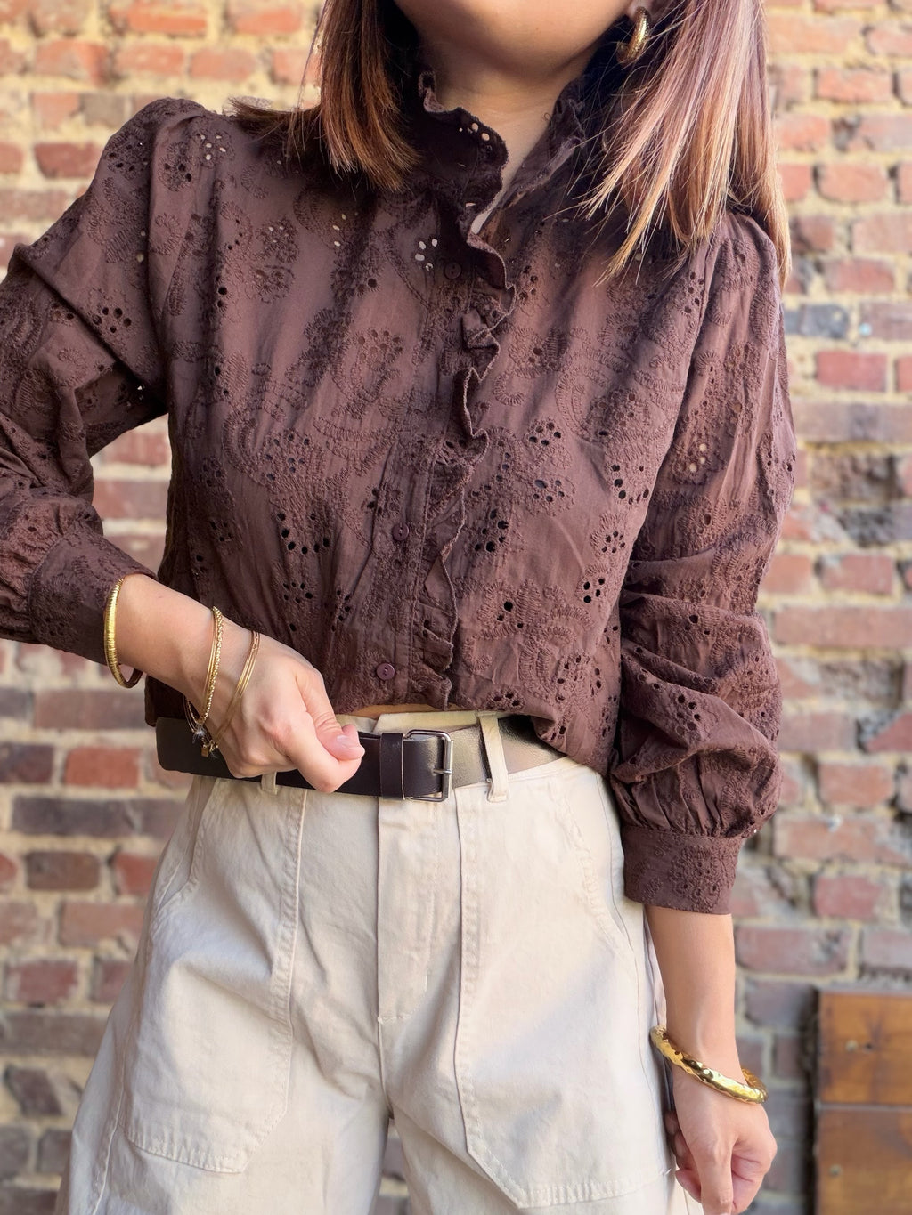 Chemise dentelle choco