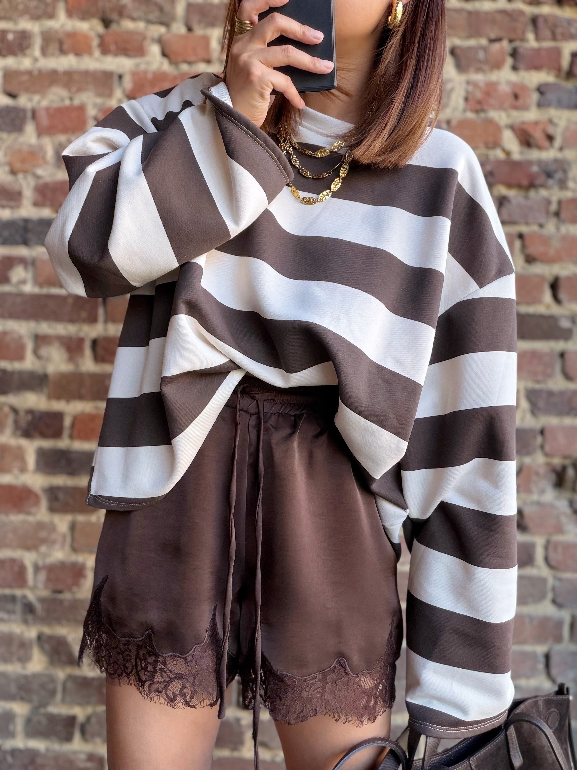 Sweat rayé choco