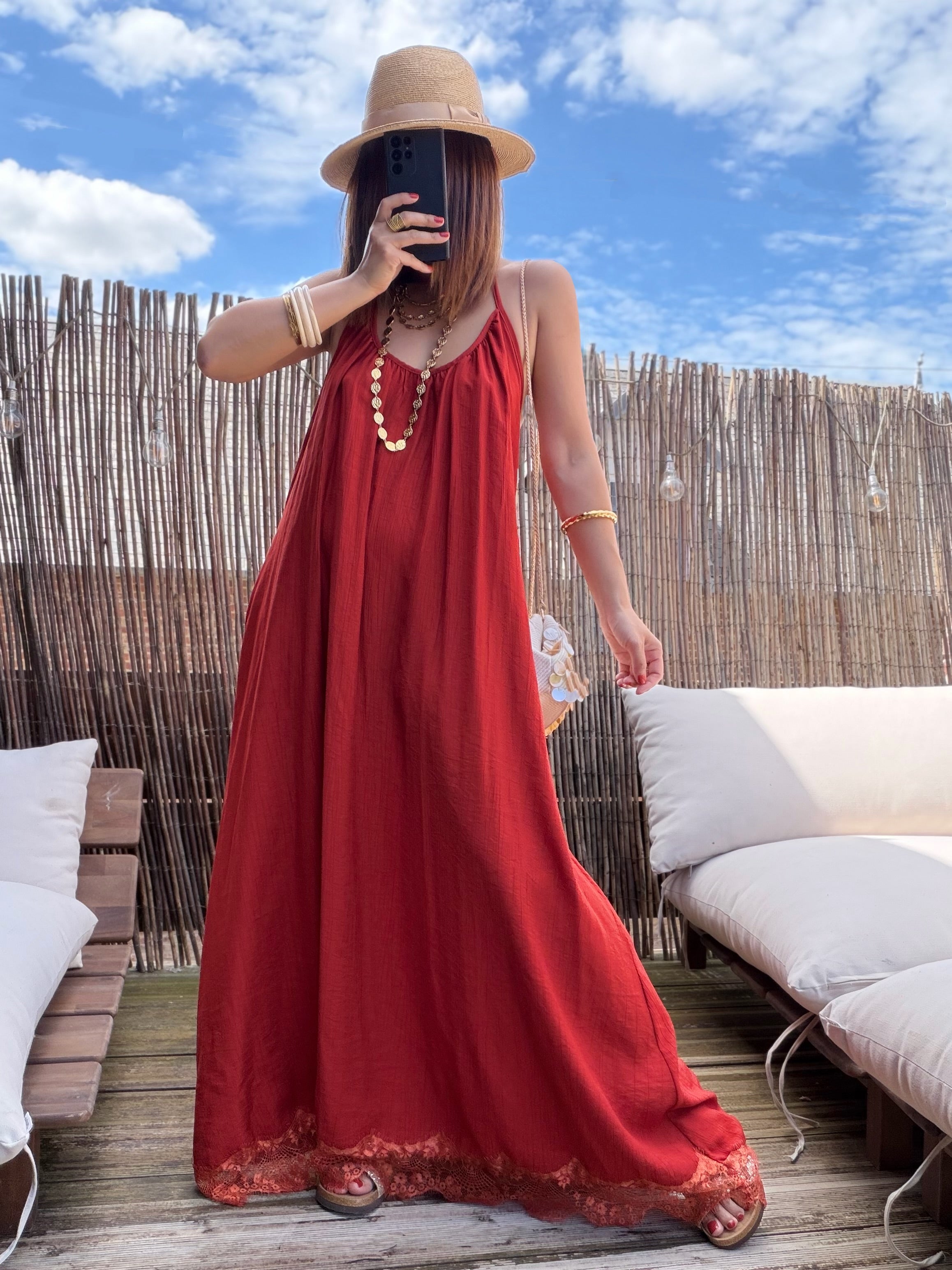 Robe longue d’été terracota