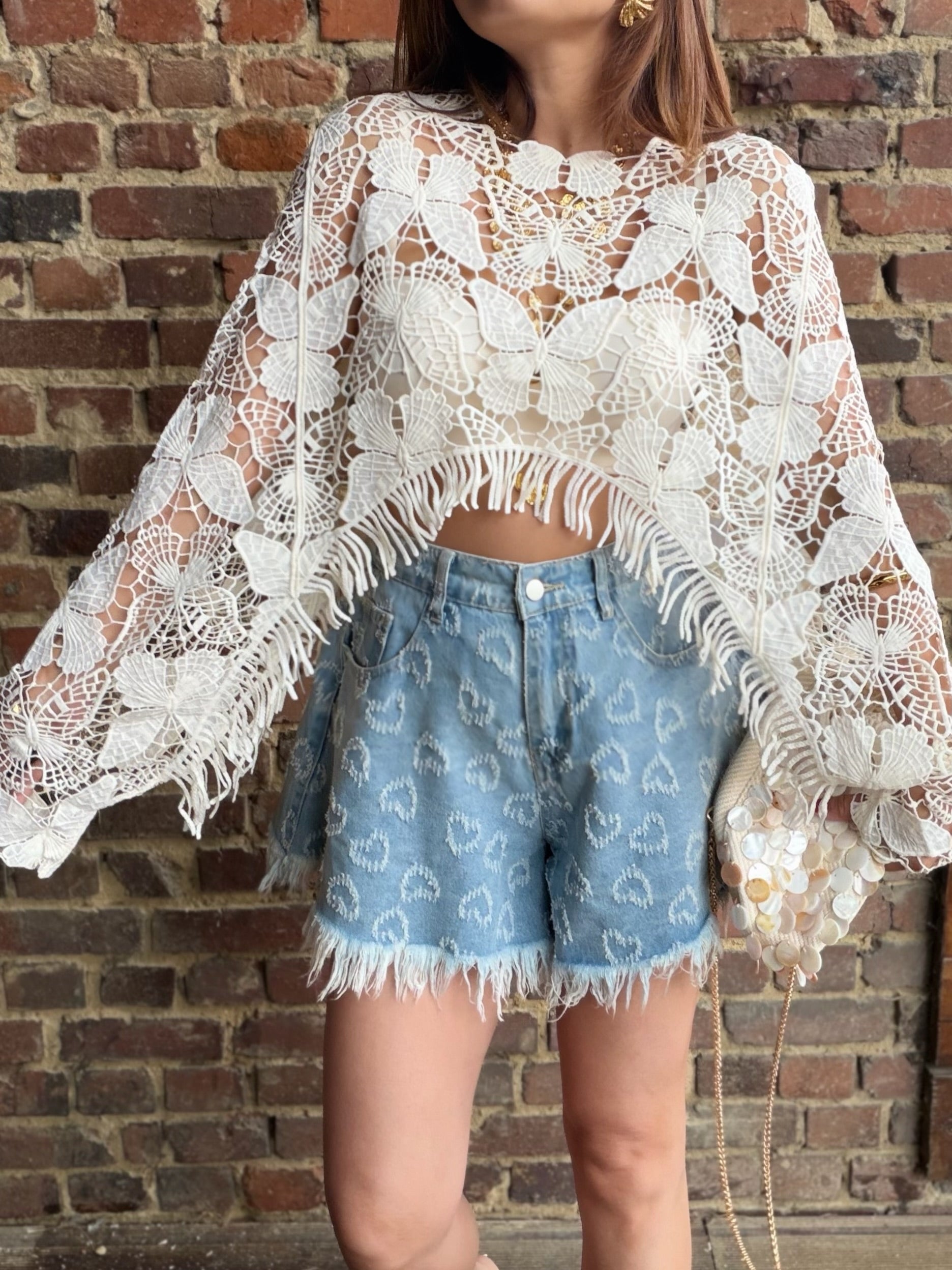 Poncho papillon crochet