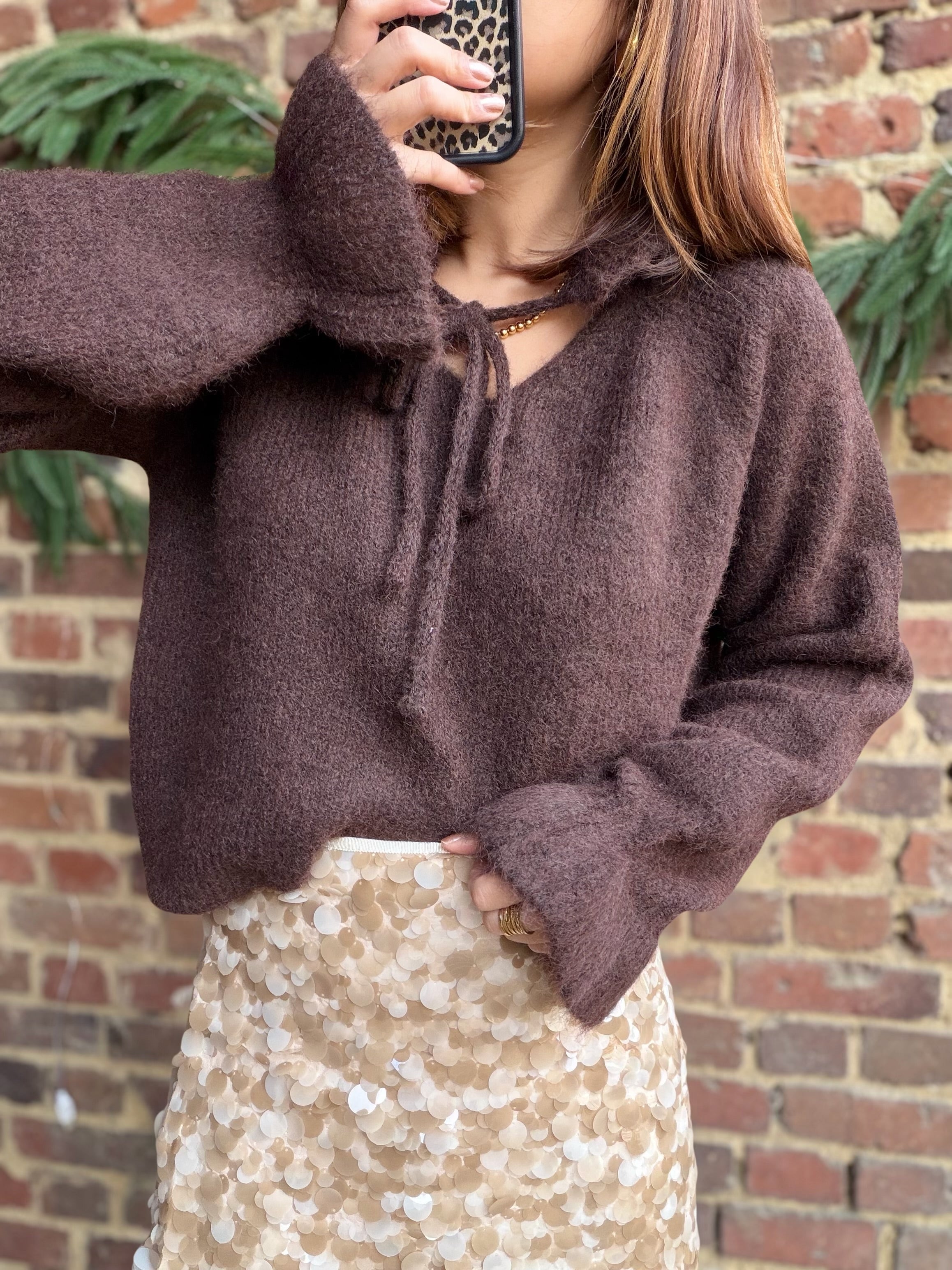 Pull choco détail noeud