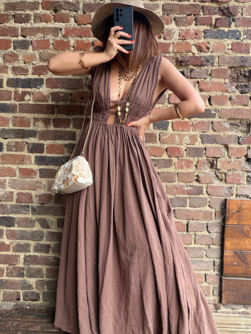Robe longue chocolat
