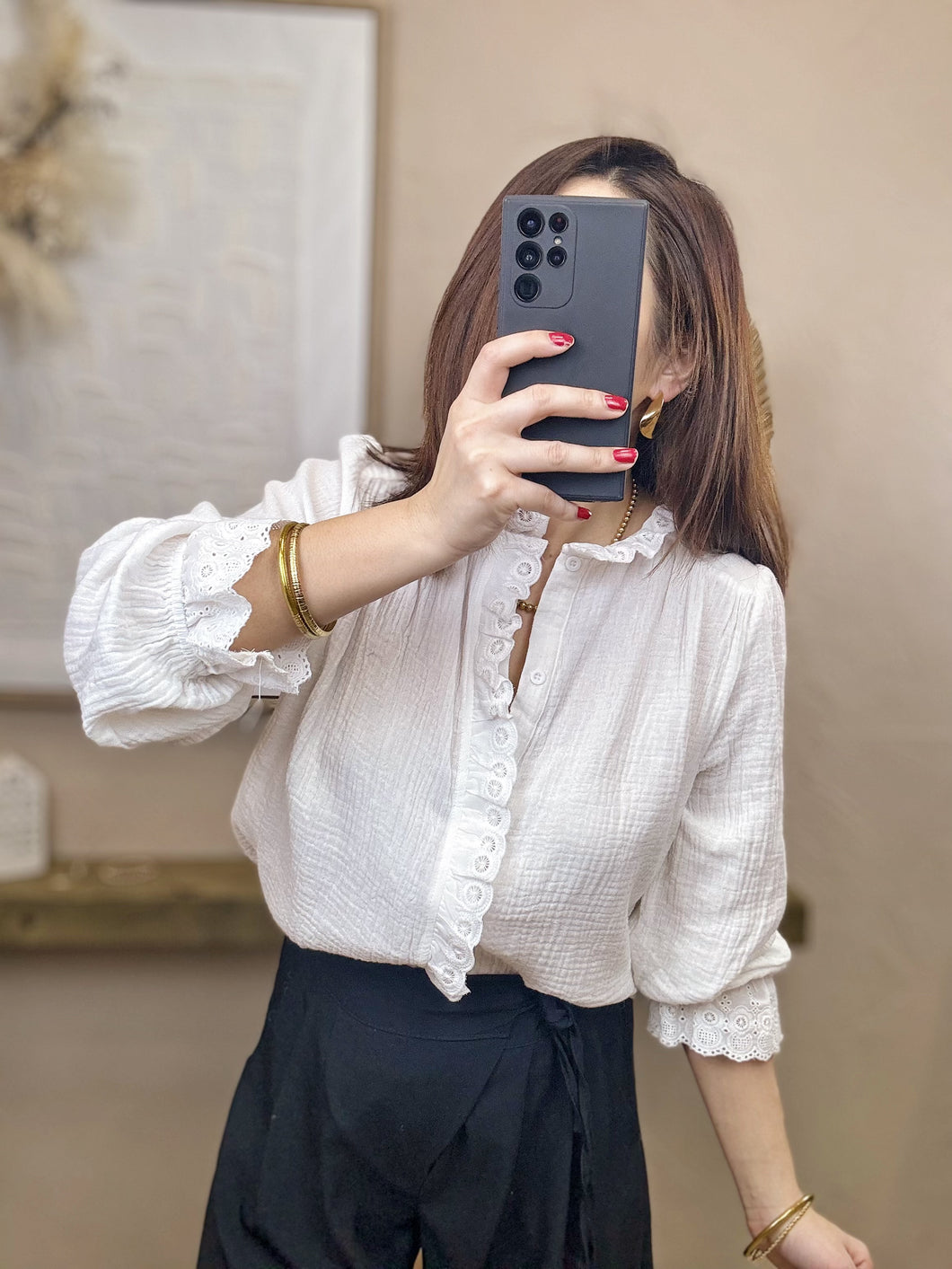 Chemisier blanc oversize gaze de coton