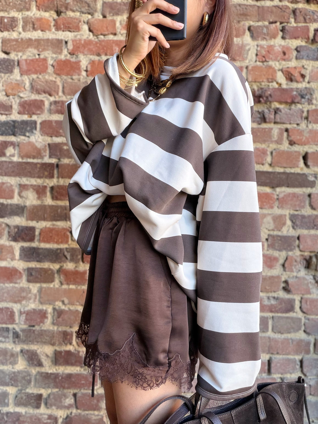 Sweat rayé choco