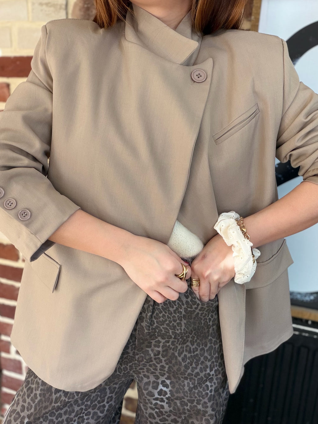 Blazer croisé taupe
