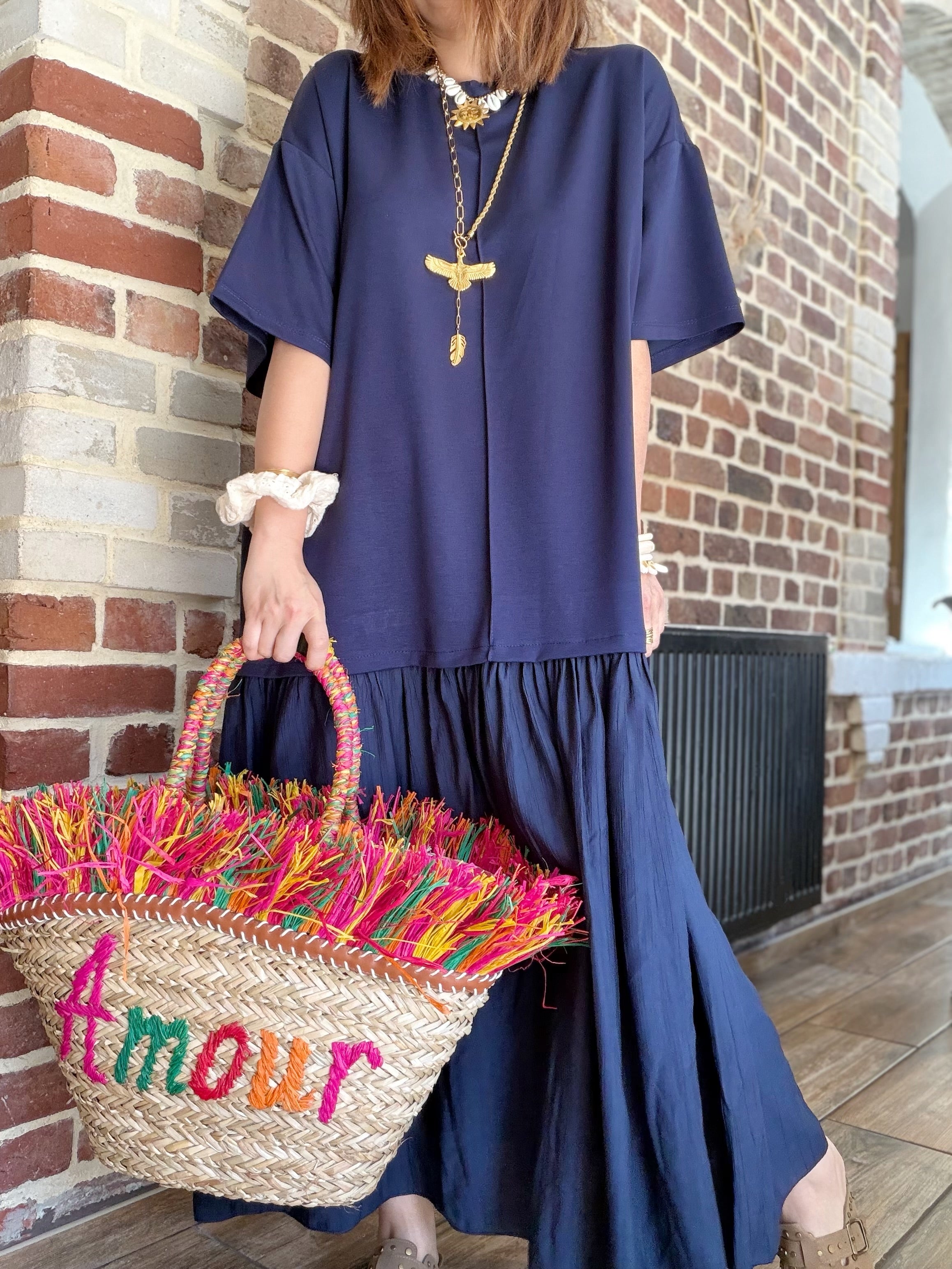 Robe longue bleu marine