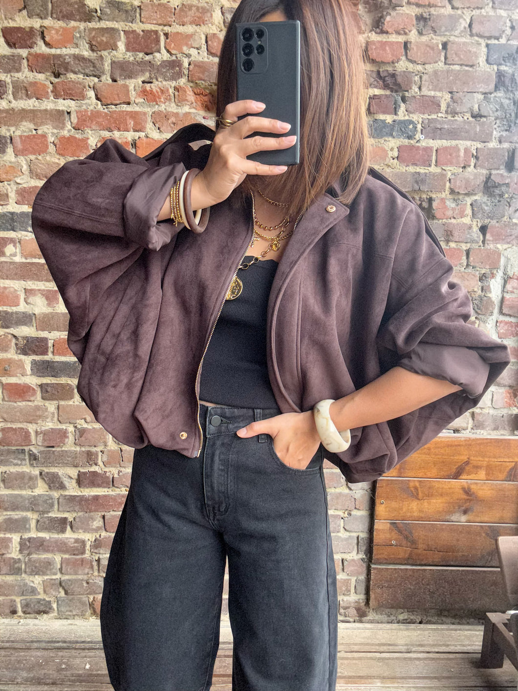 Veste choco large imitation daim