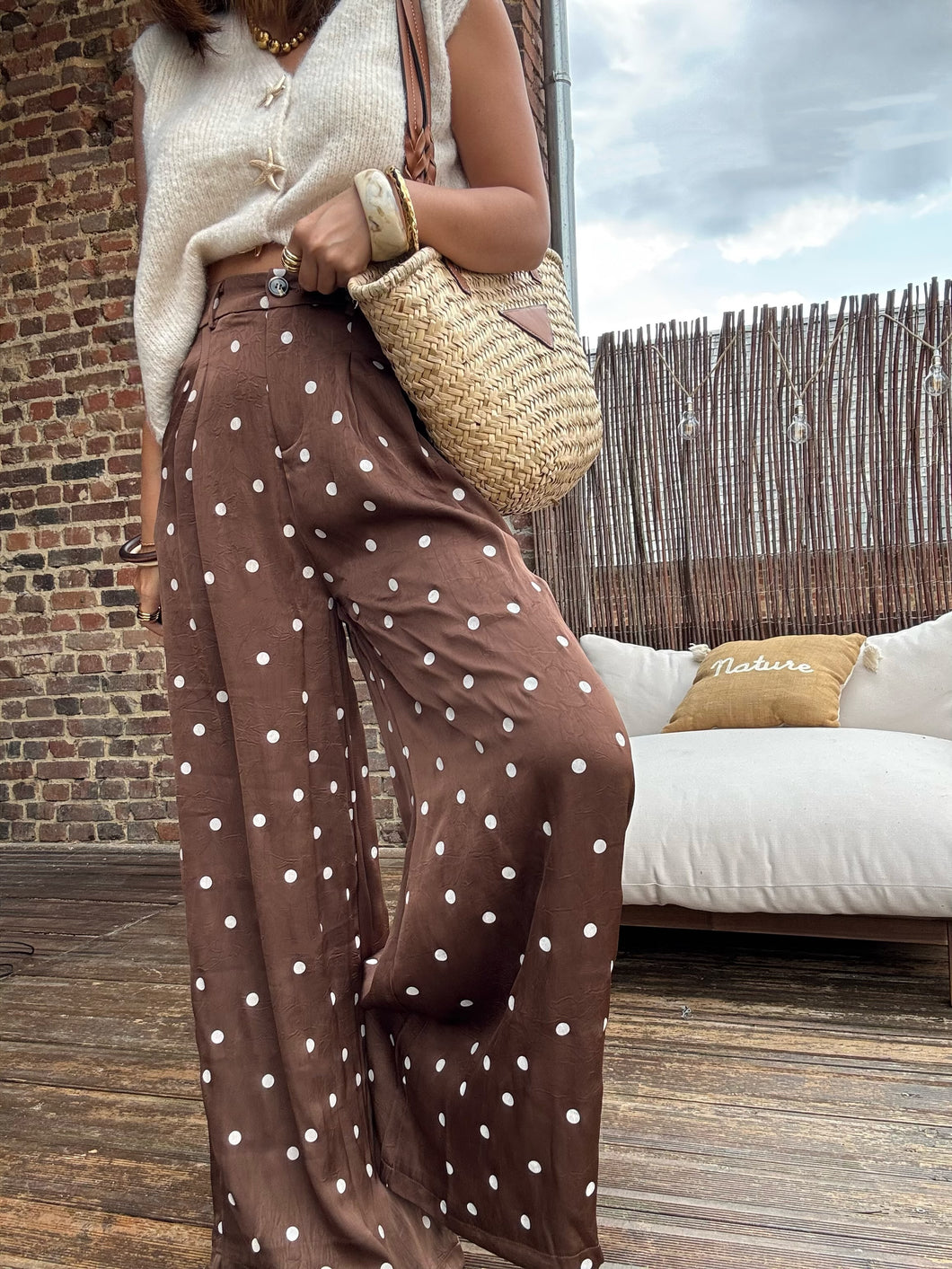 Pantalon choco à pois