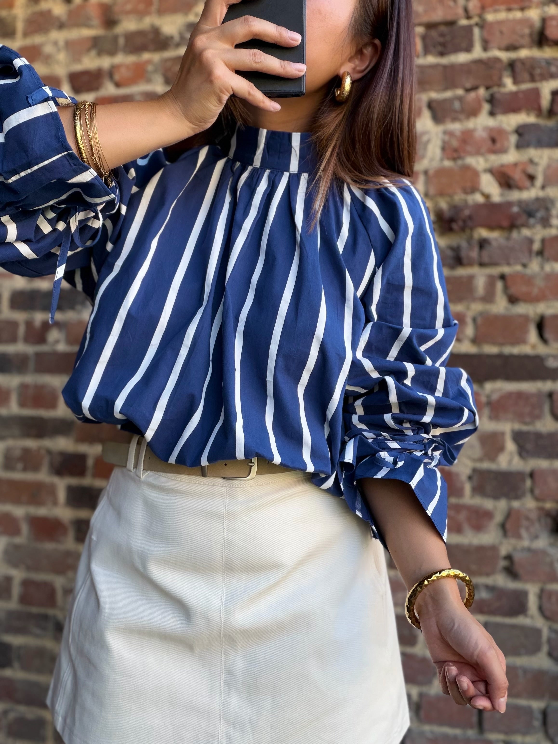 Blouse bleue rayée