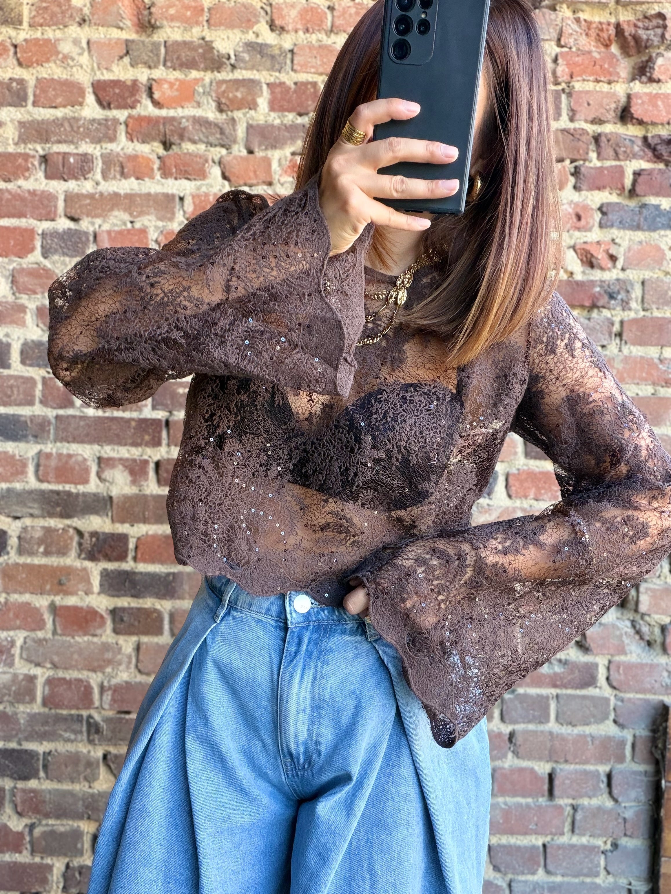 Blouse transparente choco à sequins