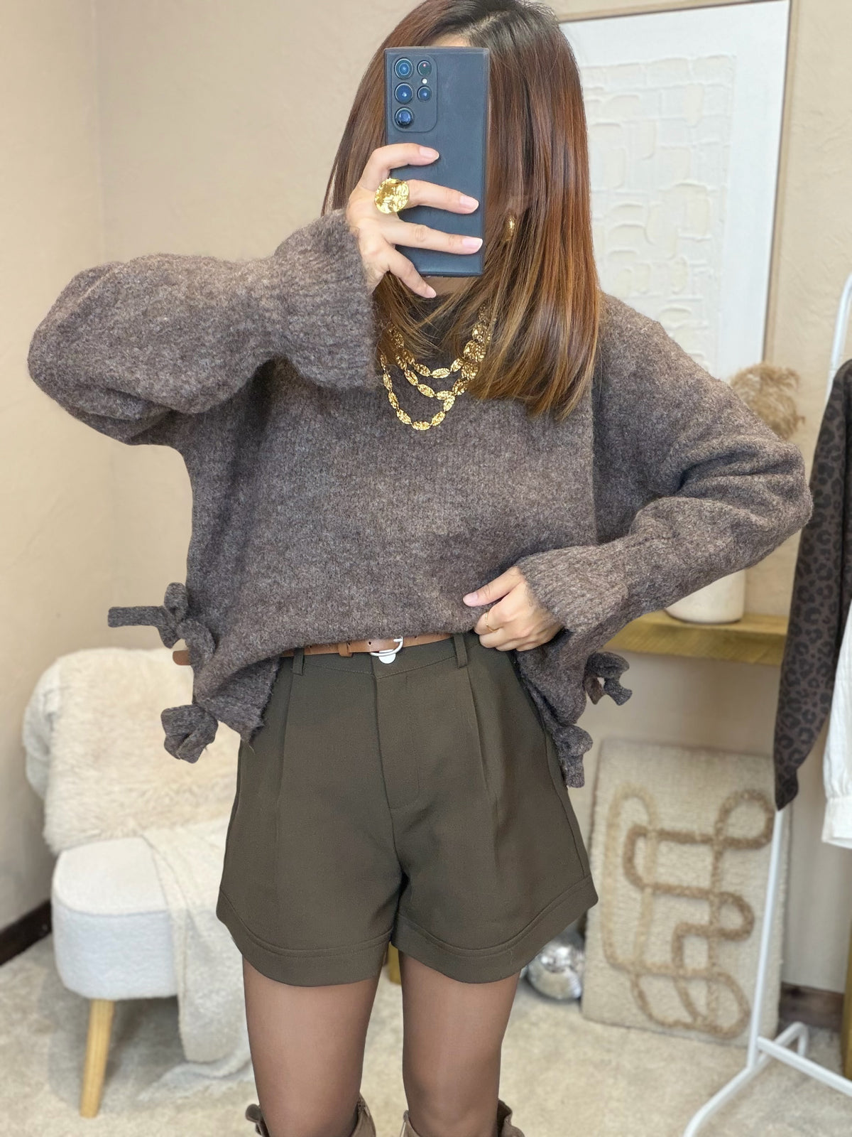 Pull choco avec ouverture sur le côté
